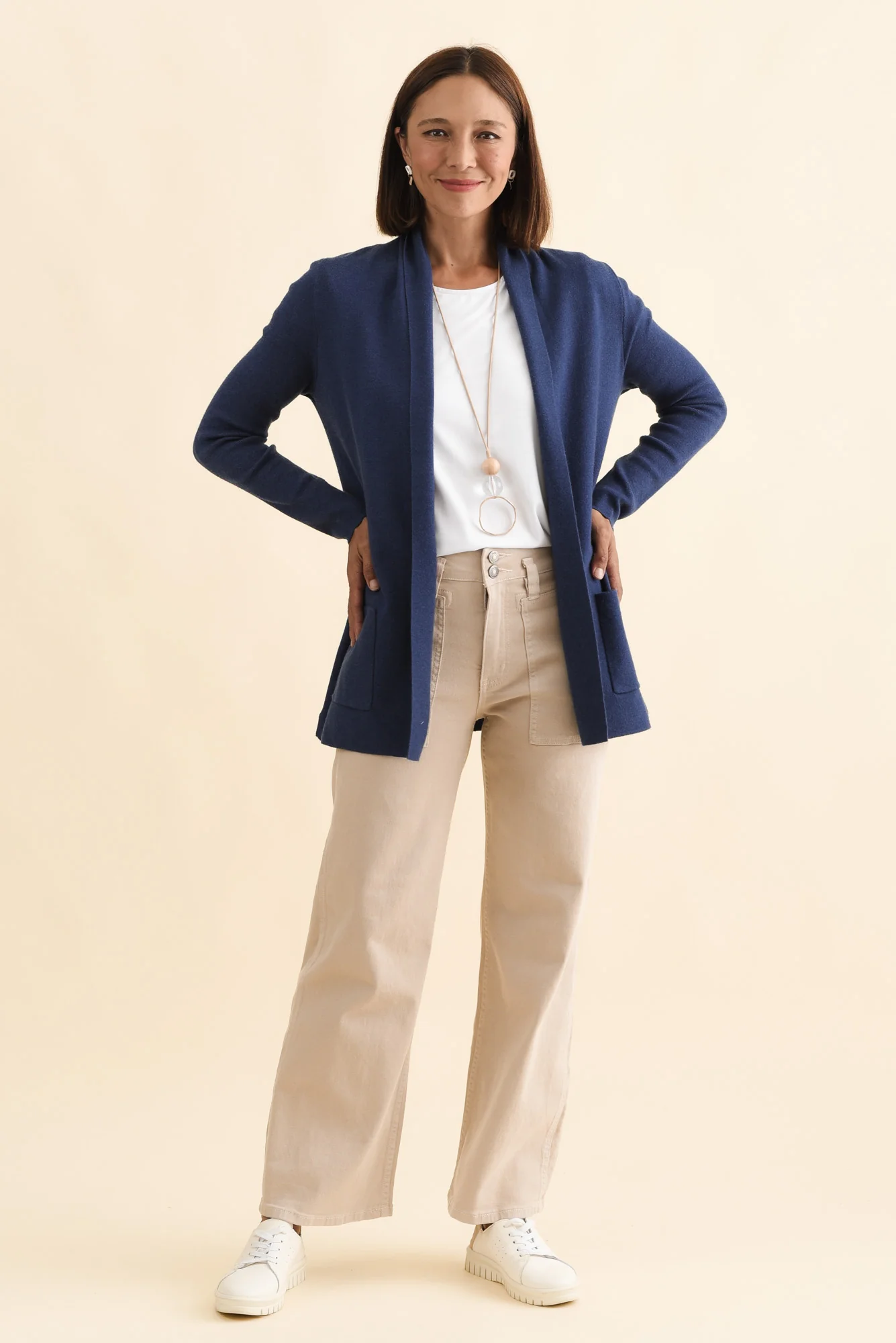 Abbott Dark Blue Knit Pocket Cardigan - Image 2