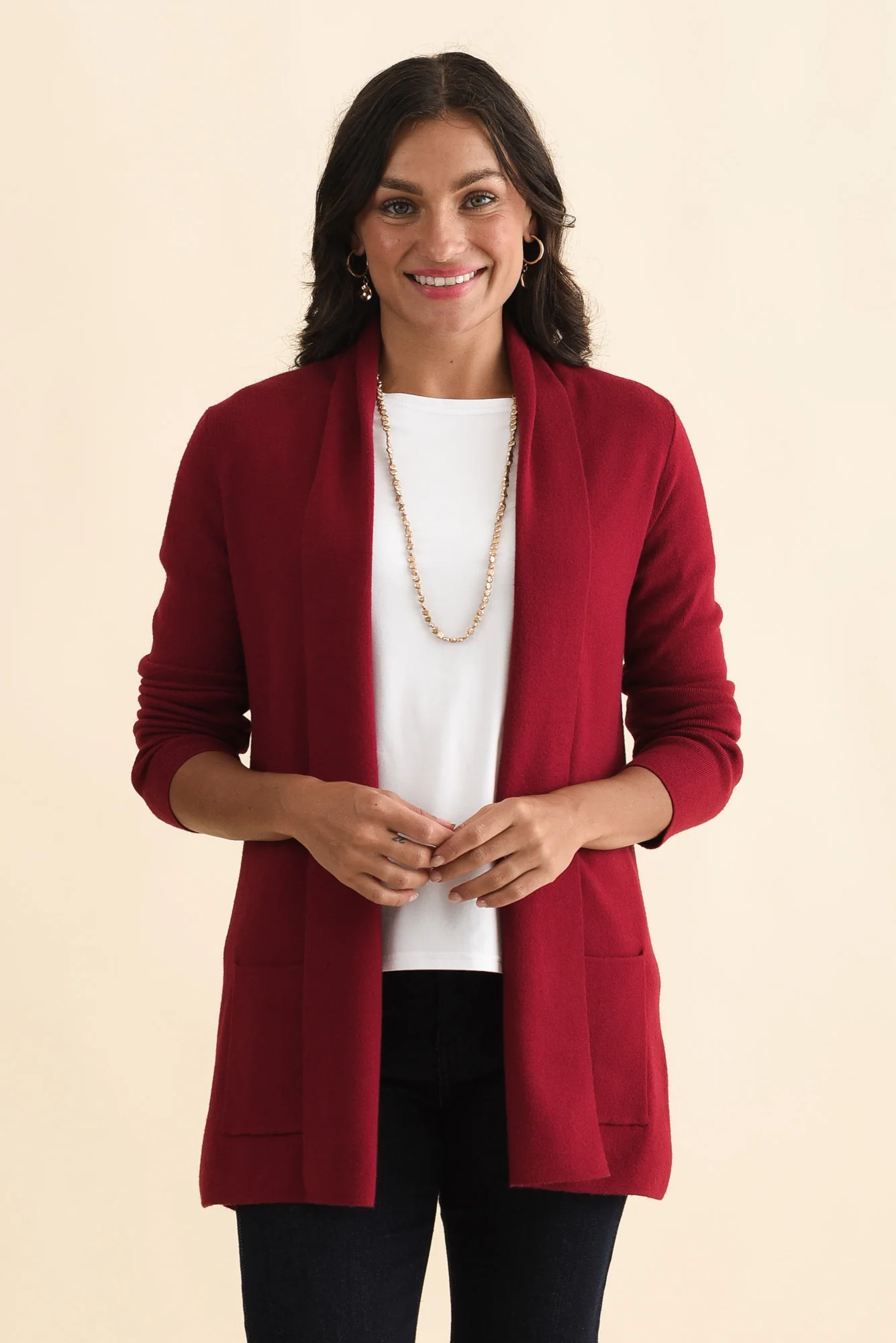 Abbott Red Knit Pocket Cardigan