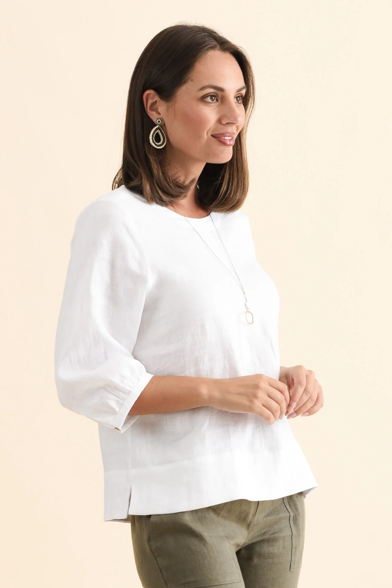 Addie White Linen Sleeved Top - Image 4