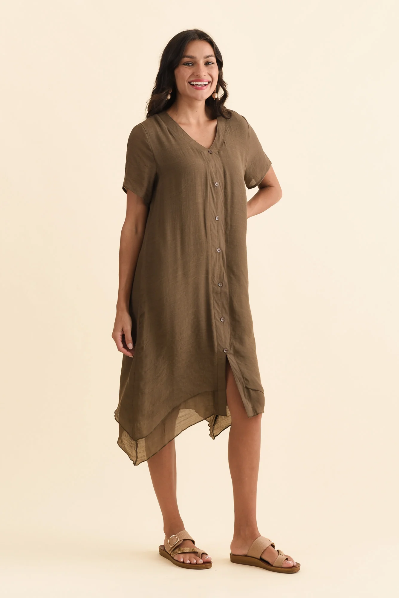 Adelaide Chocolate Layered Button Dress - Image 4