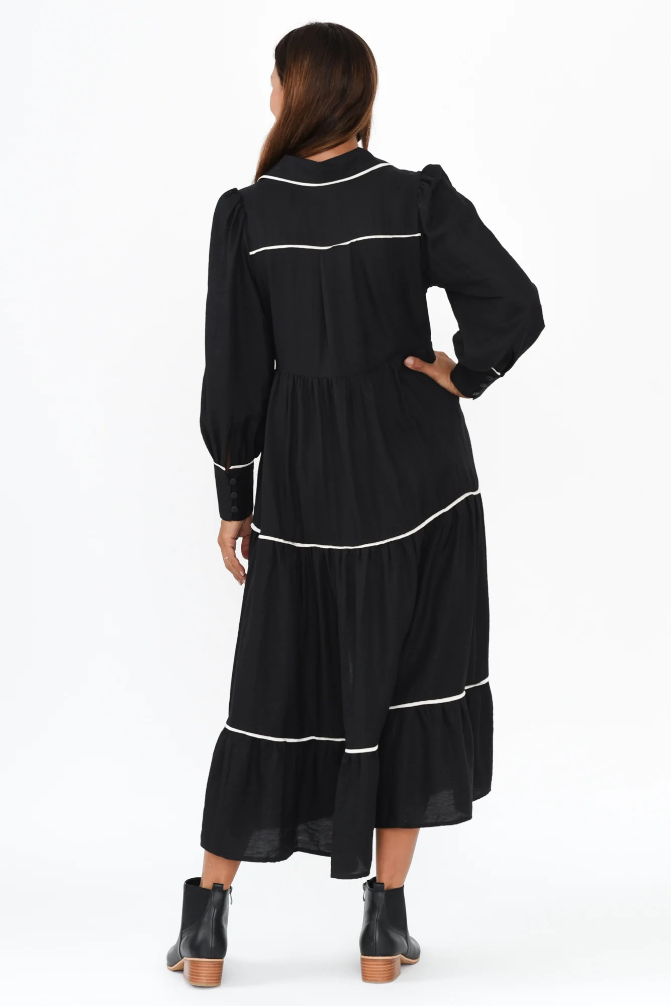 Agatha Black Trim Tie Dress - Image 5