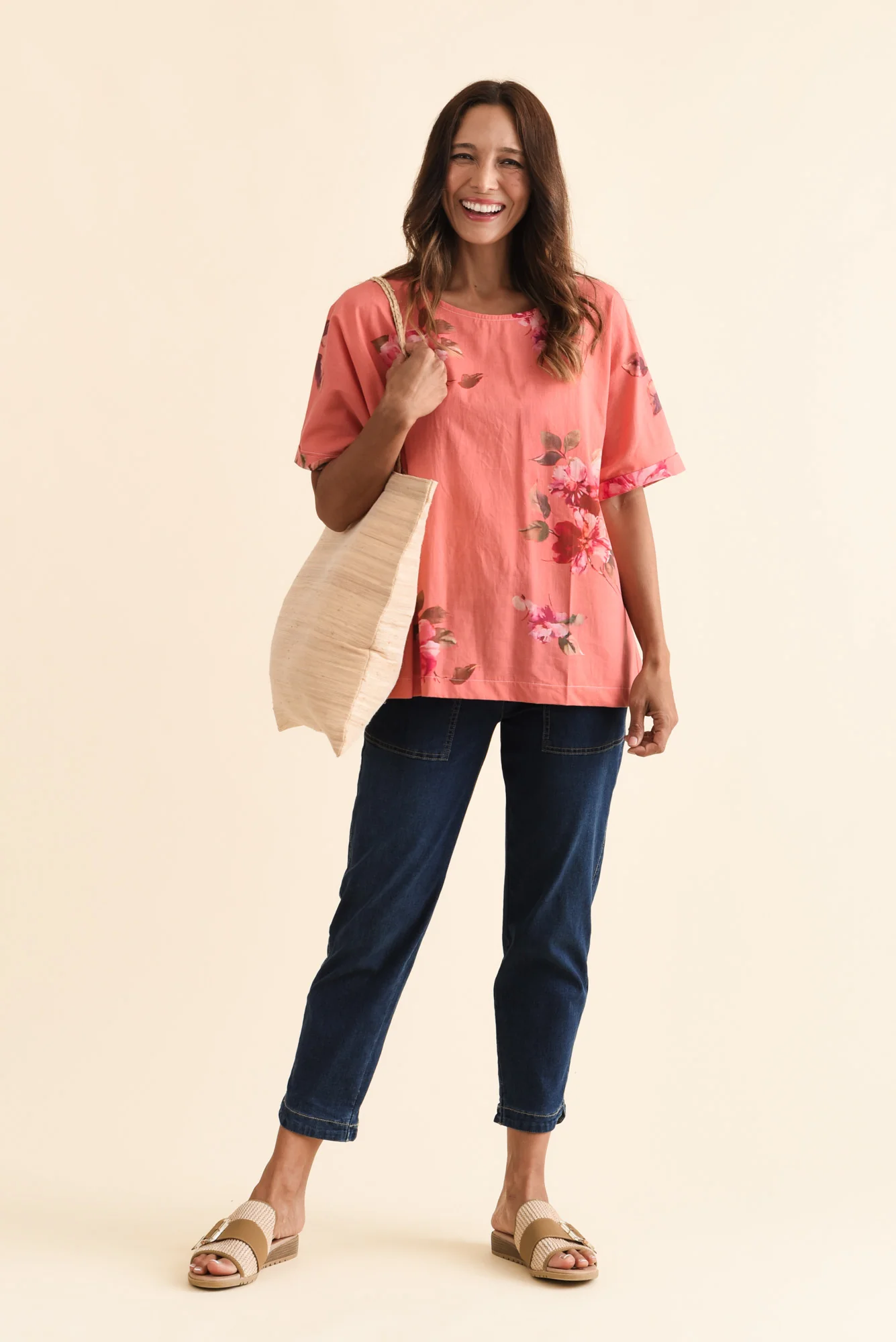 Aliya Orange Flower Cotton Top - Image 2
