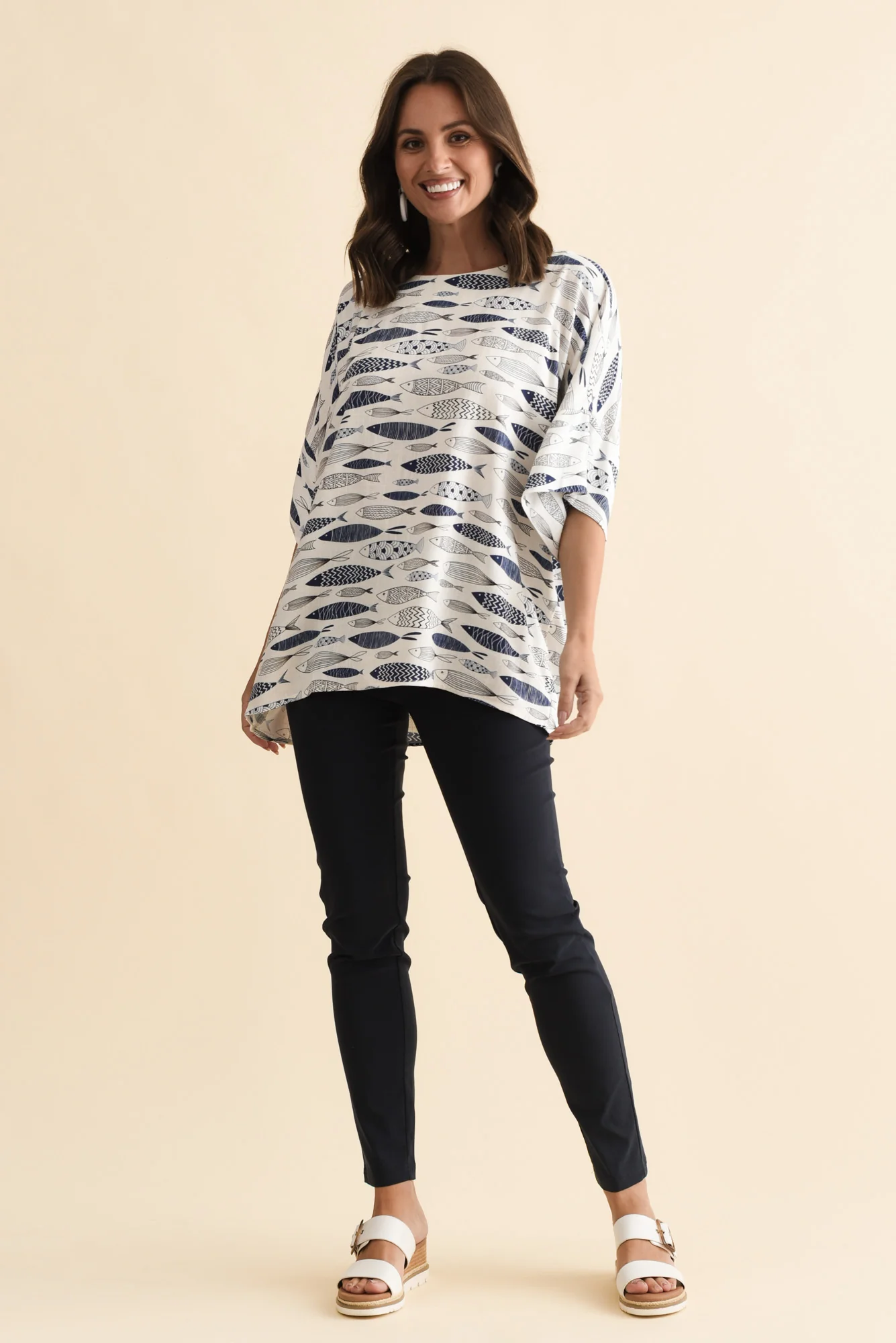 Alton Blue Sea Linen Cotton Top - Image 2