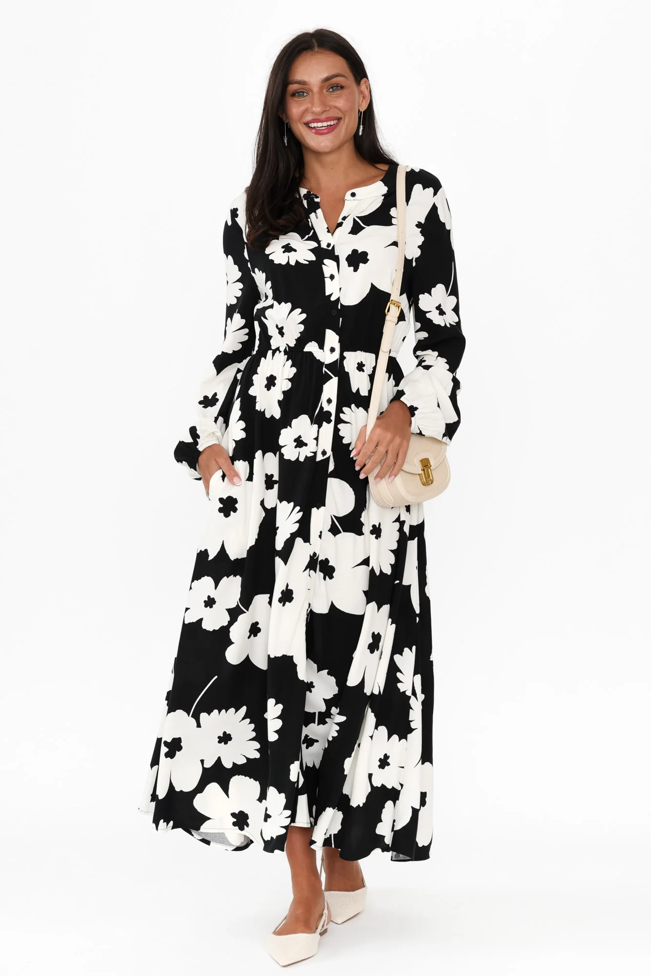 Aries Black Floral Tie Dress - Image 2