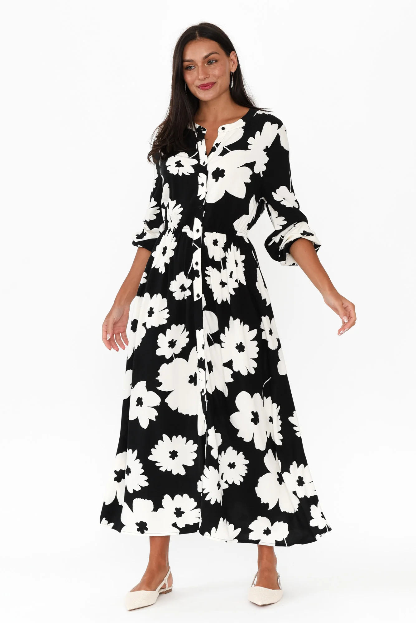 Aries Black Floral Tie Dress - Image 3