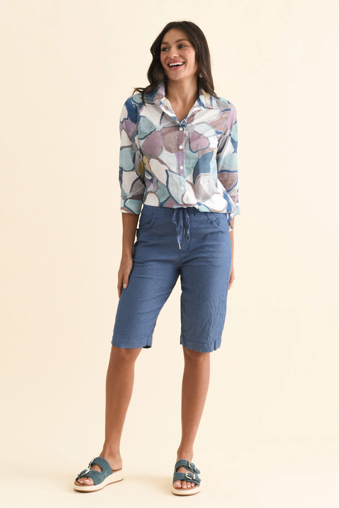 Asha Blue Travel Shorts - Image 3