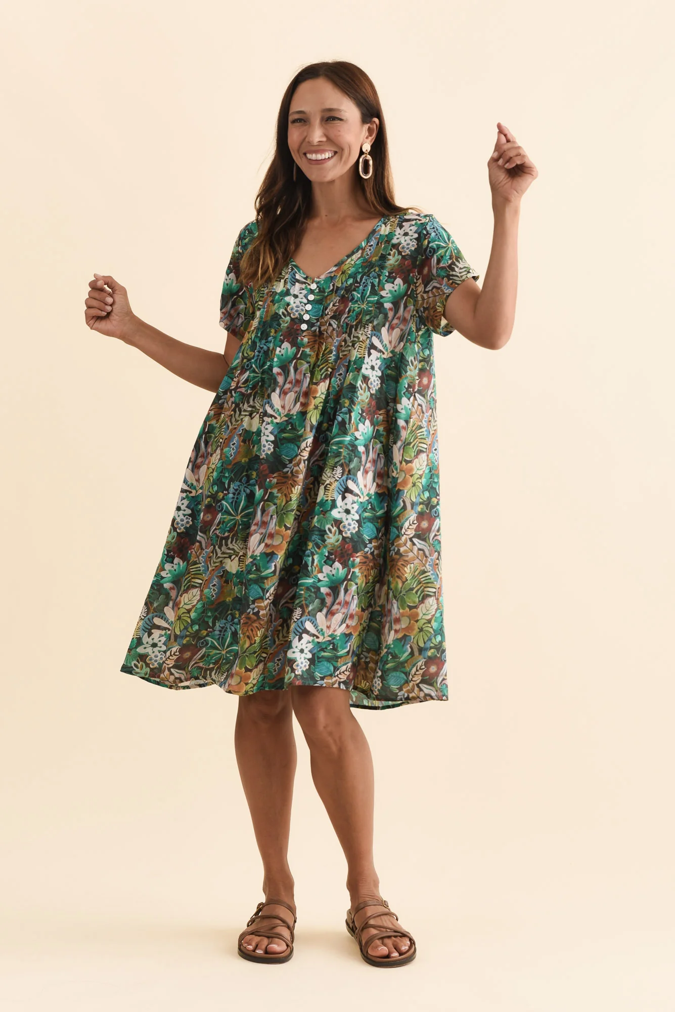 Barry Green Foliage Cotton Button Dress - Image 2