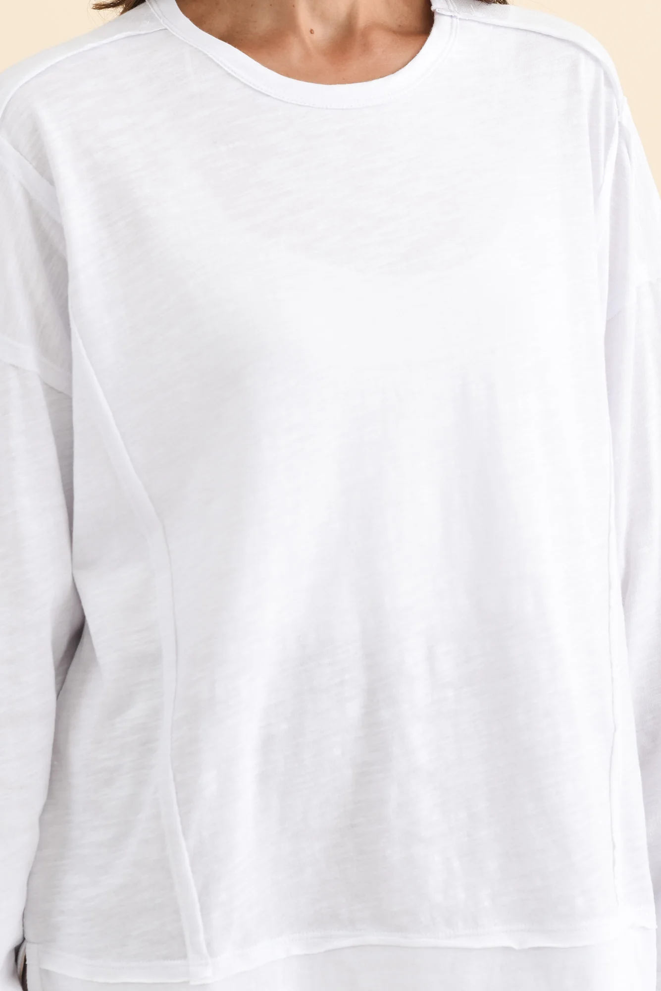 Beatris White Cotton Long Sleeve Tee - Image 5