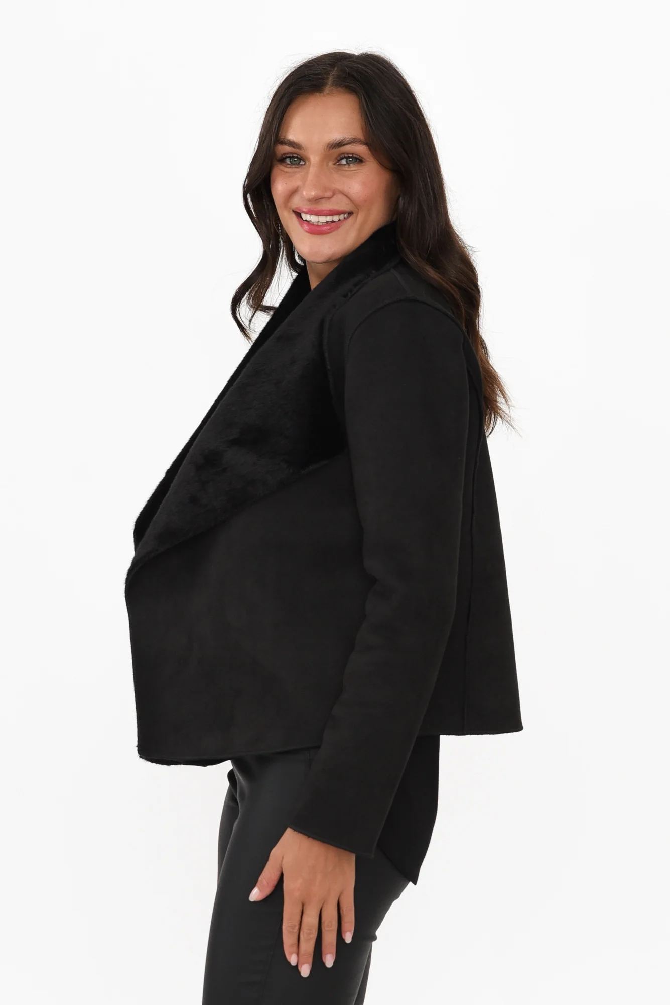 Behold Black Reversible Faux Fur Jacket - Image 3