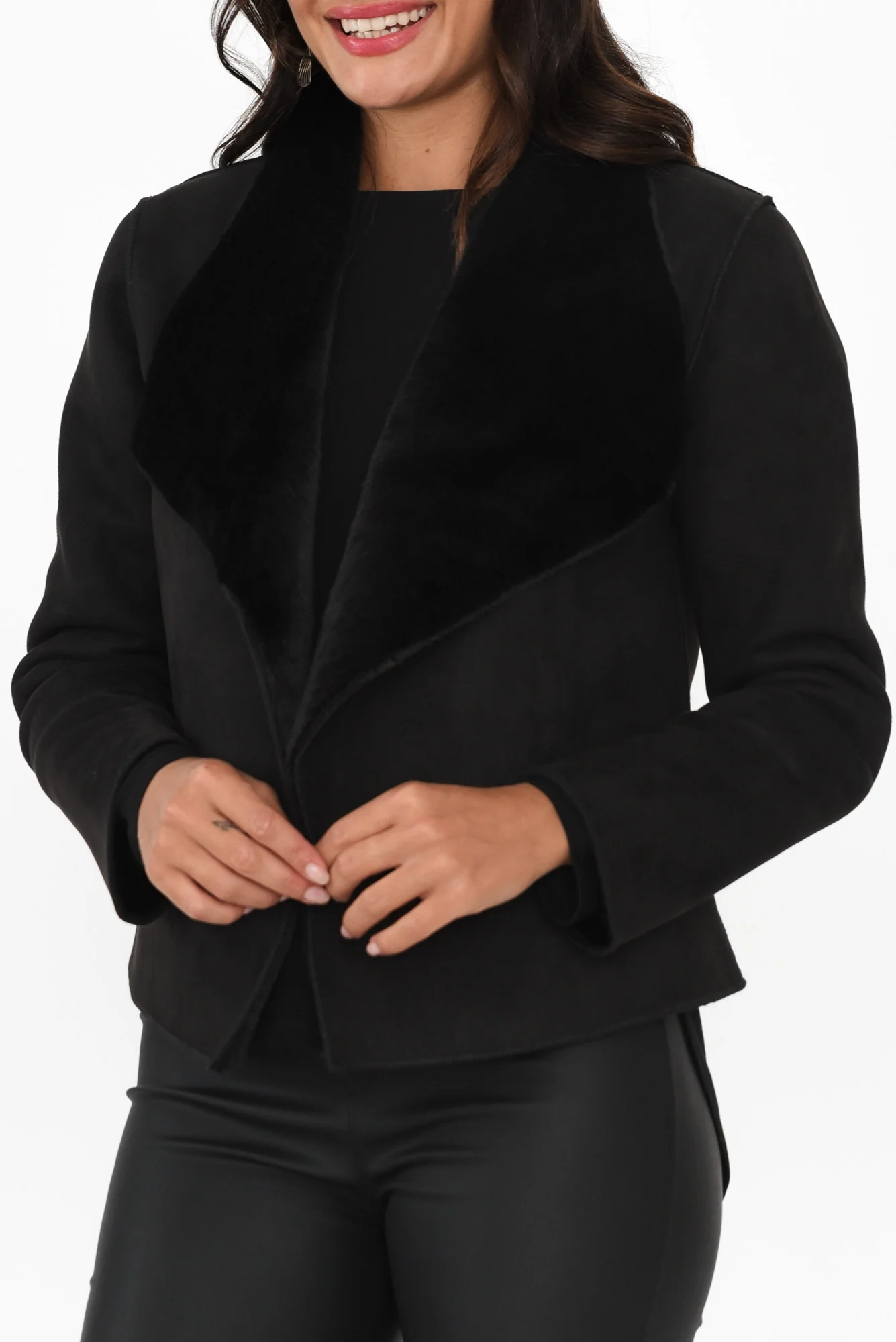 Behold Black Reversible Faux Fur Jacket - Image 5