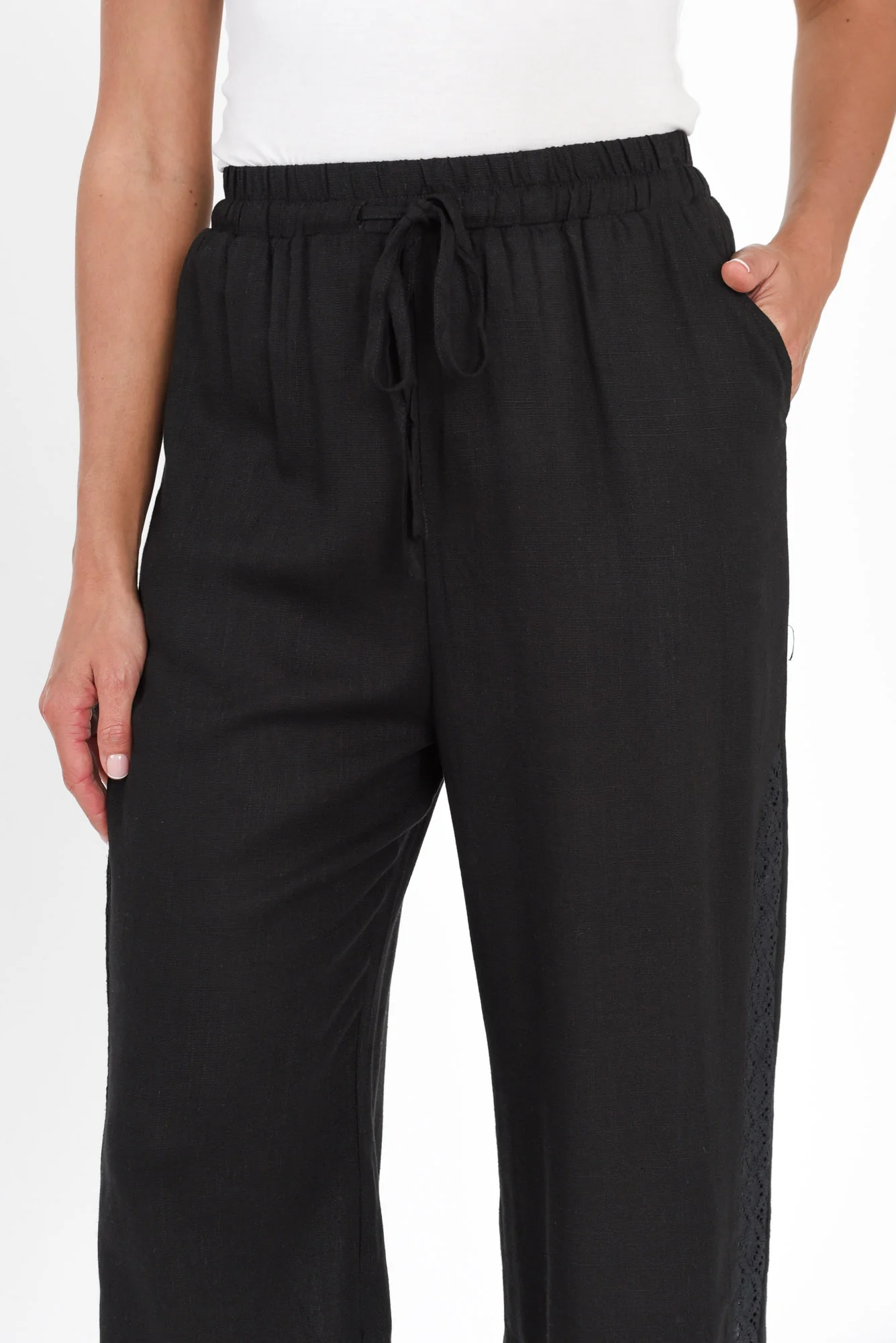 Beretta Black Lace Linen Blend Pants - Image 5