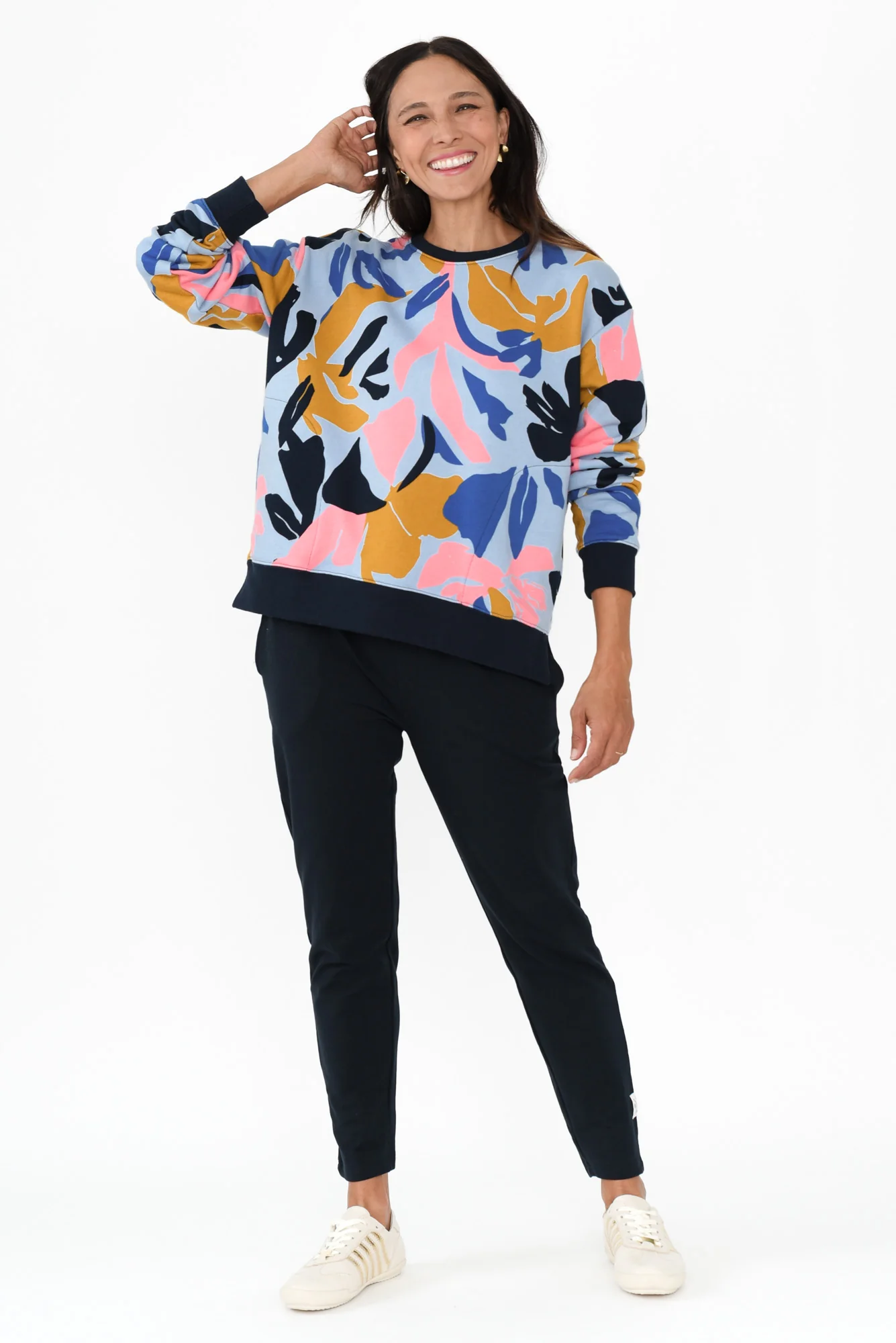 Bleeker Blue Abstract Cotton Crew Sweatshirt - Image 7