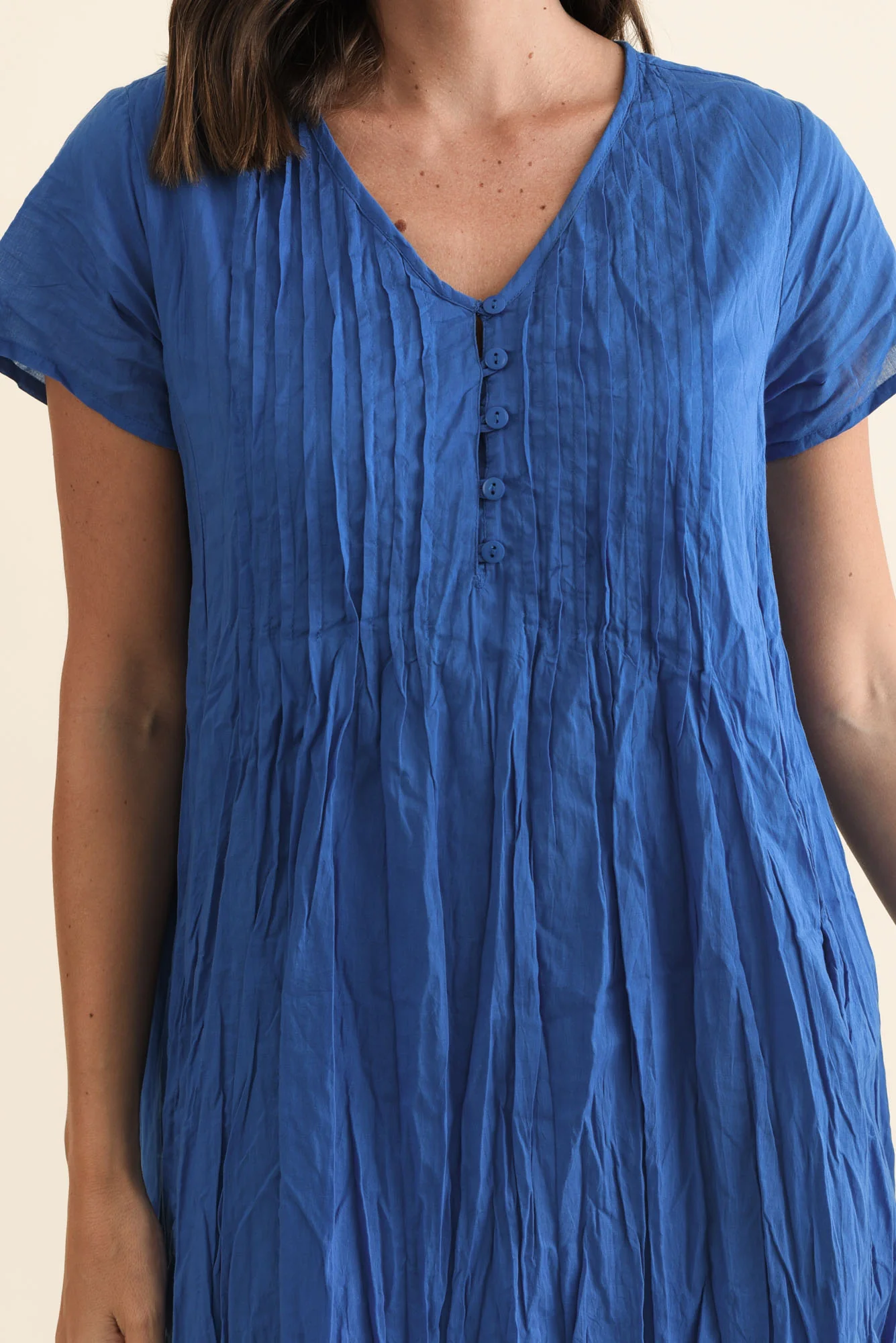 Sabina Blue Crinkle Cotton Dress - Image 5