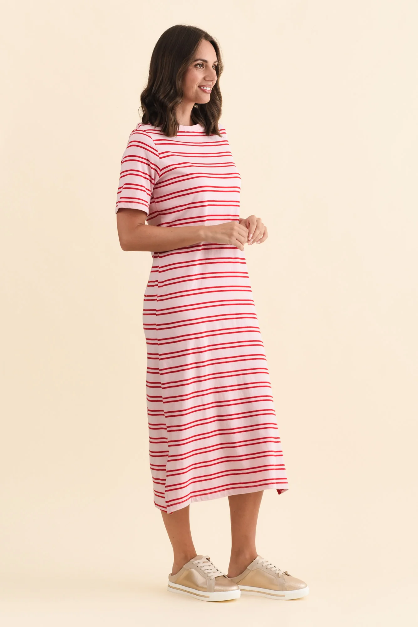 Bon Bon Red Stripe Tee Dress - Image 3