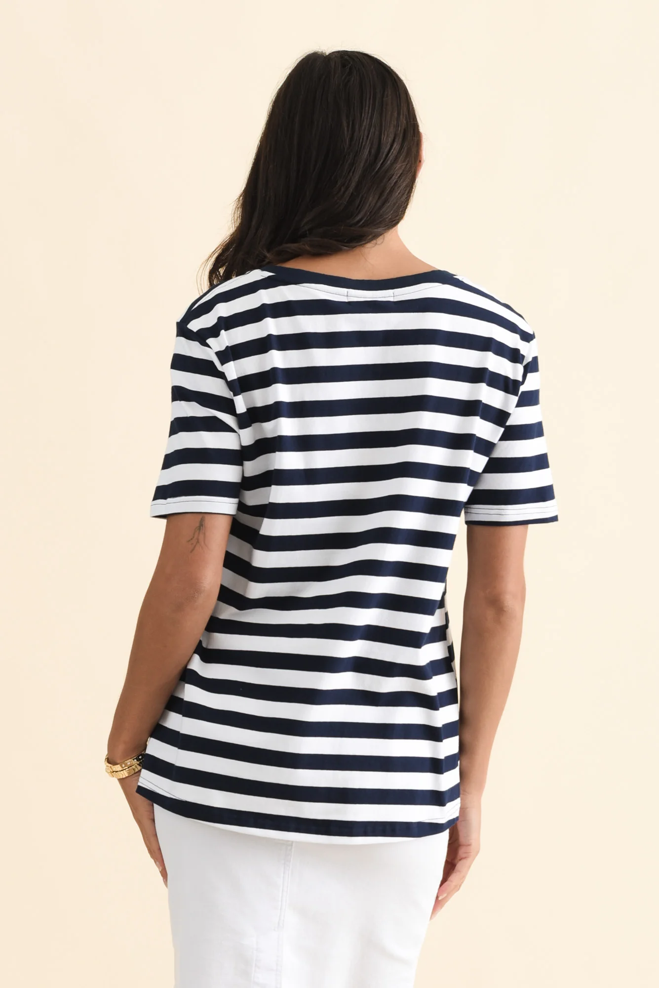 Bowie Navy Stripe Bow Cotton Tee - Image 4