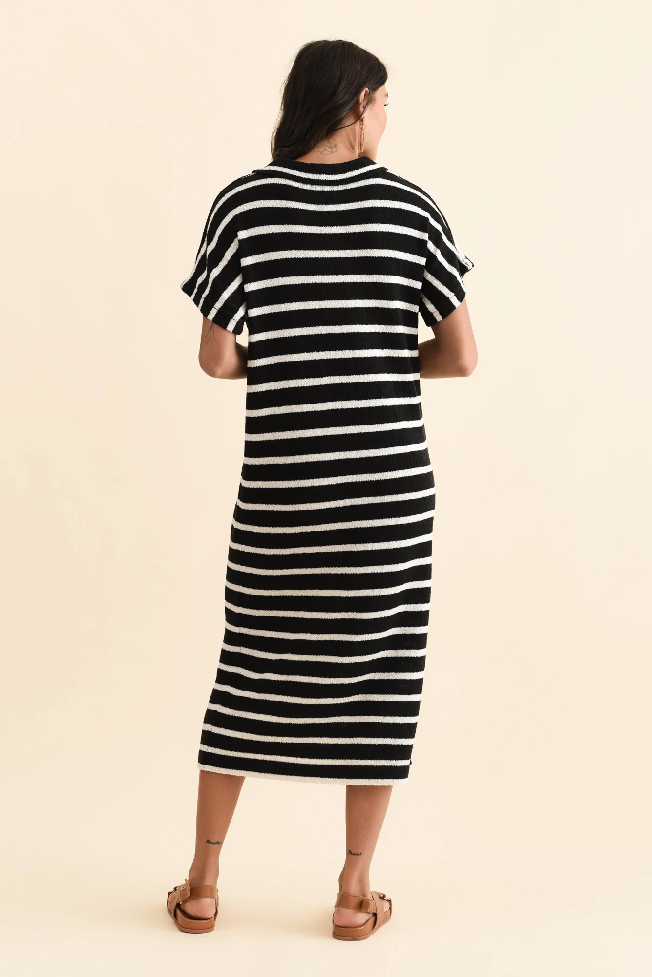 Bradford Black Stripe Knit Polo Dress - Image 5