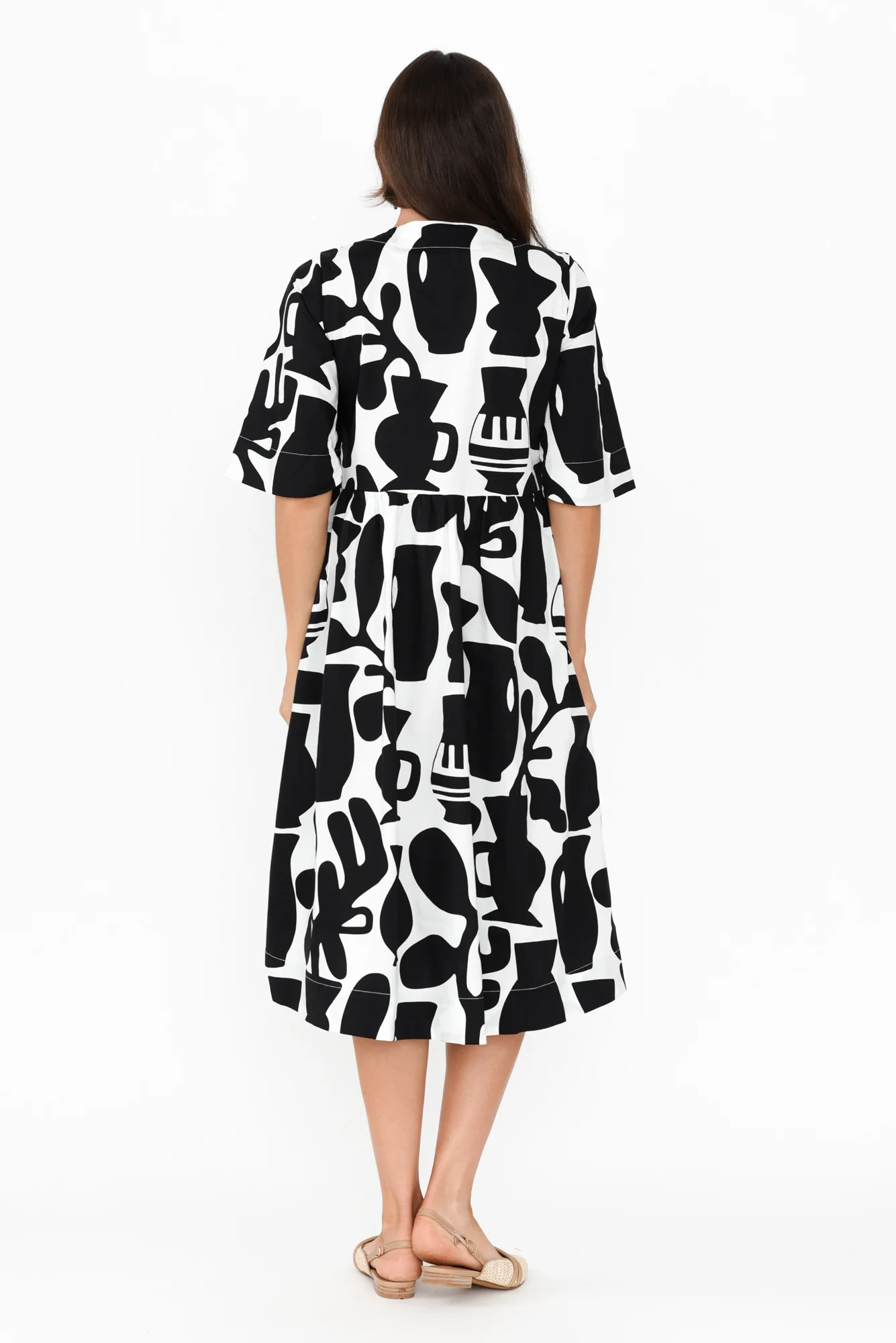 Brightside Black Abstract Cotton Dress - Image 5