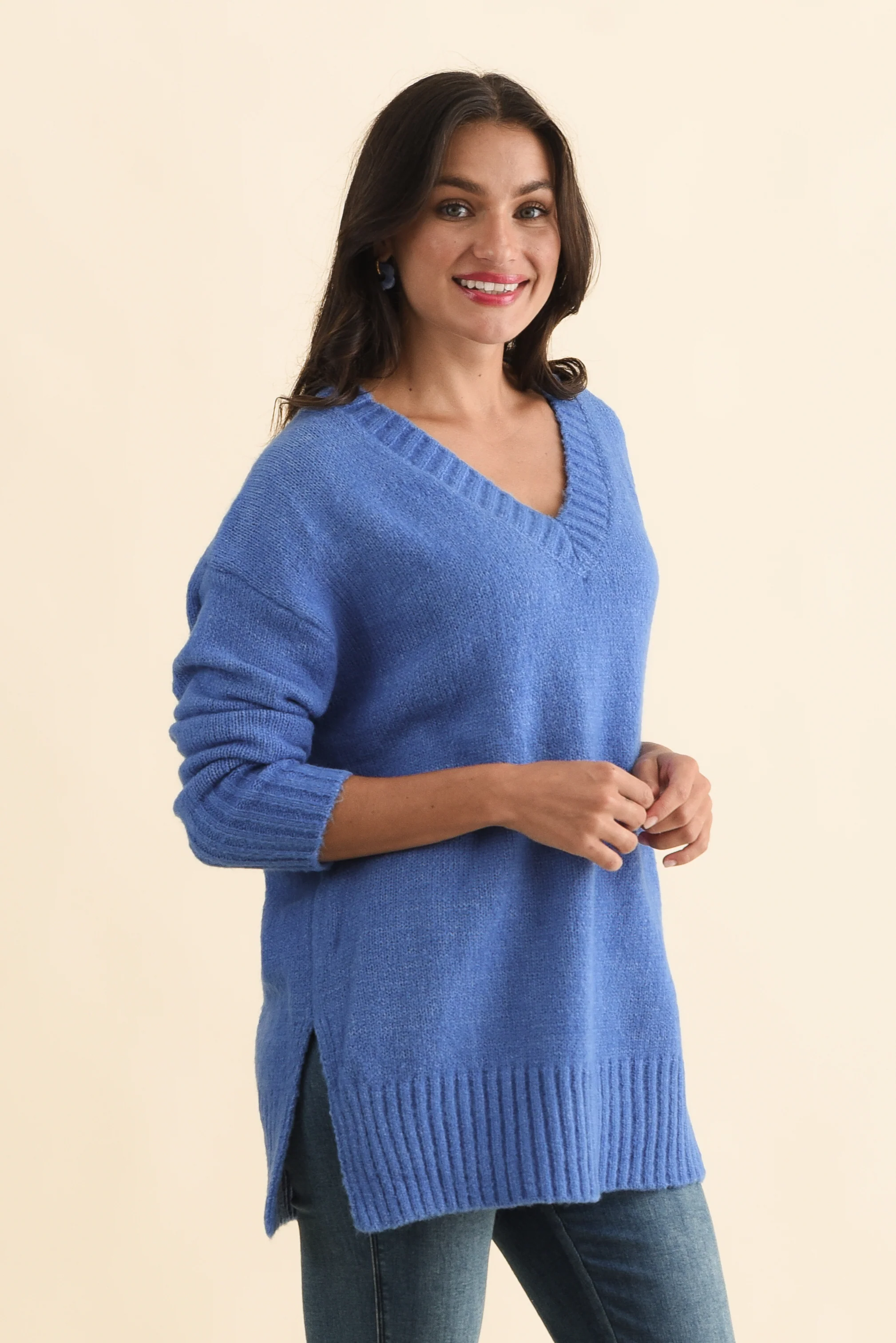 Brilla Blue V Neck Jumper - Image 3