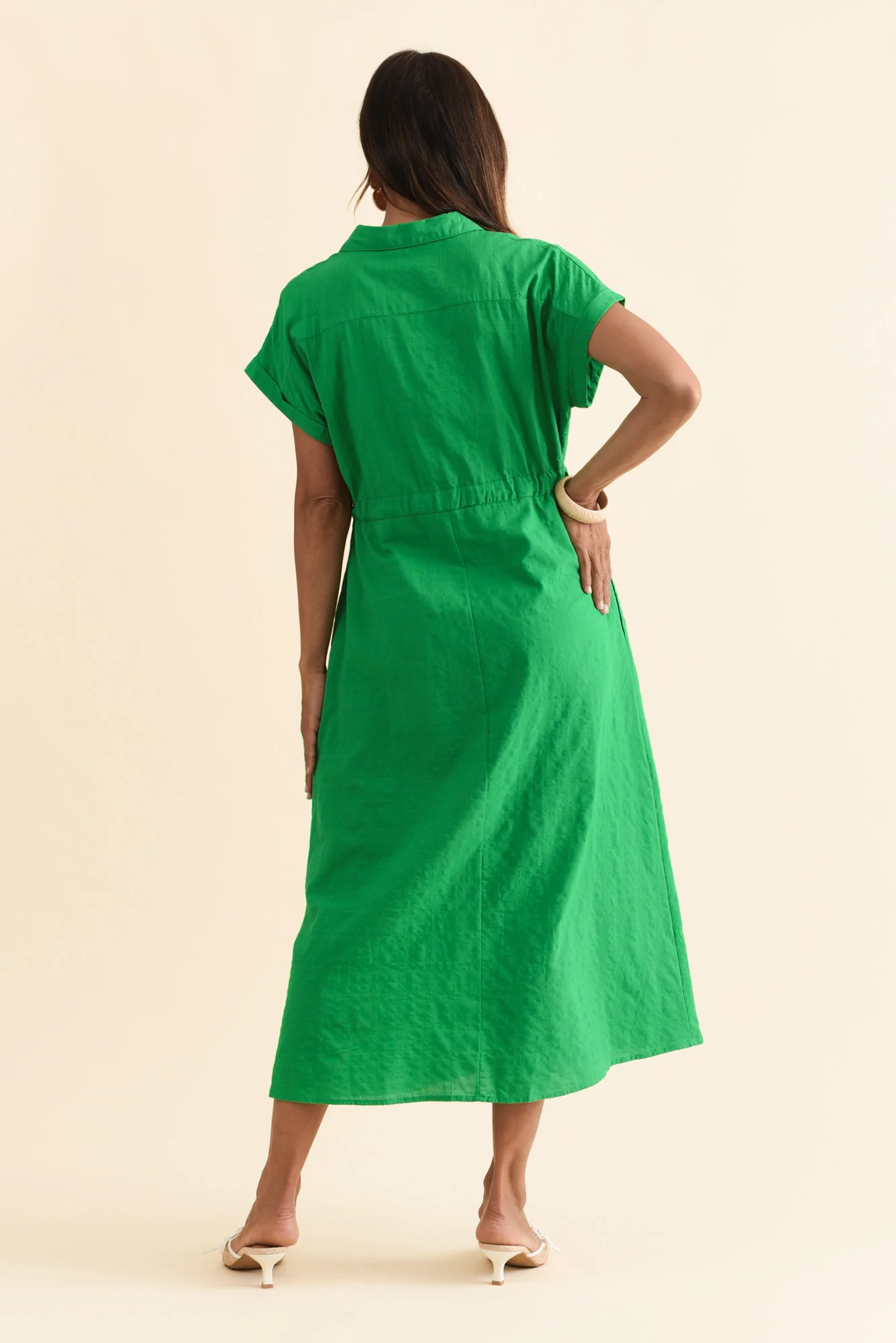 Brydie Green Check Cotton Blend Dress - Image 4