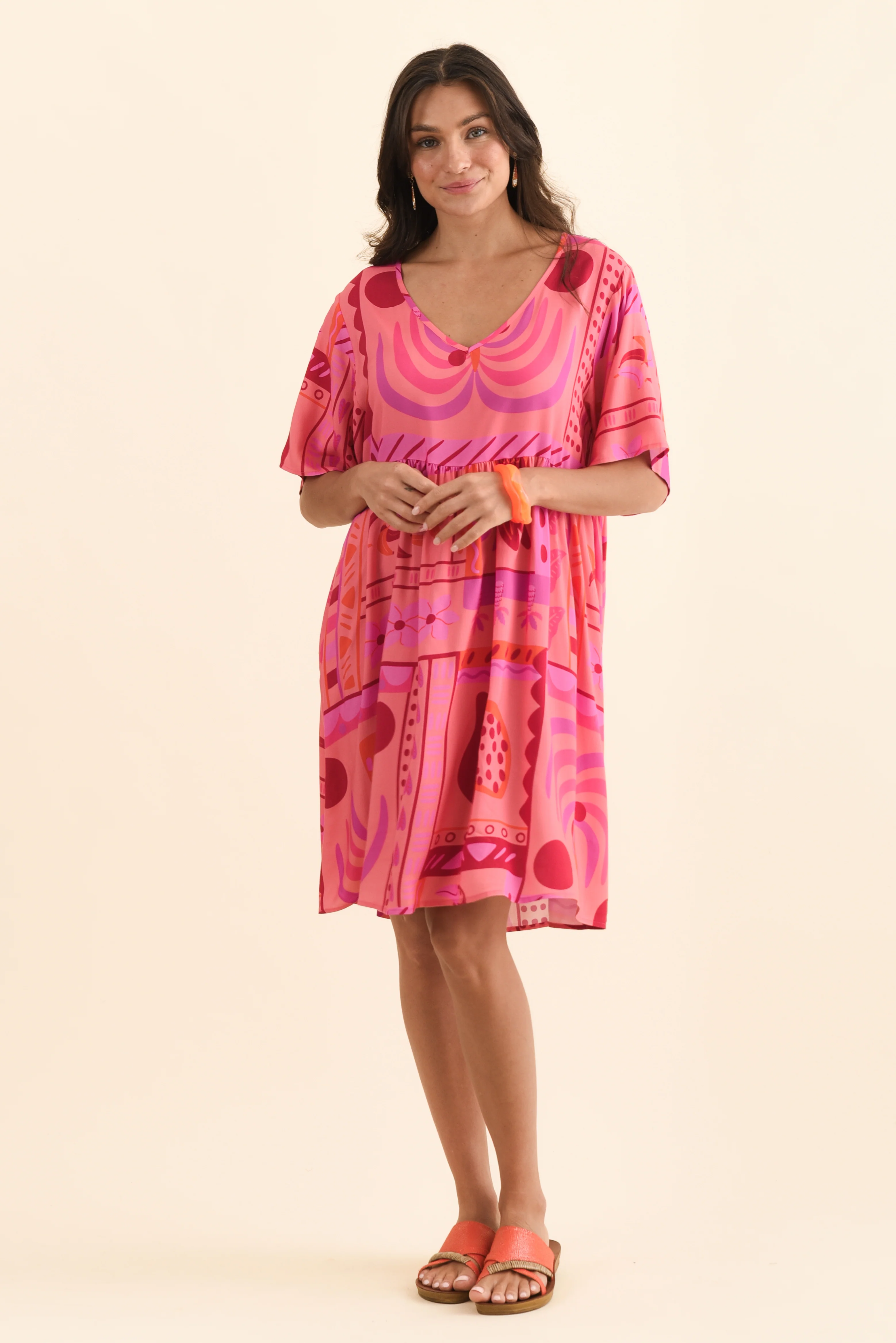 Carlita Pink Tropical Pocket Dress - Image 2