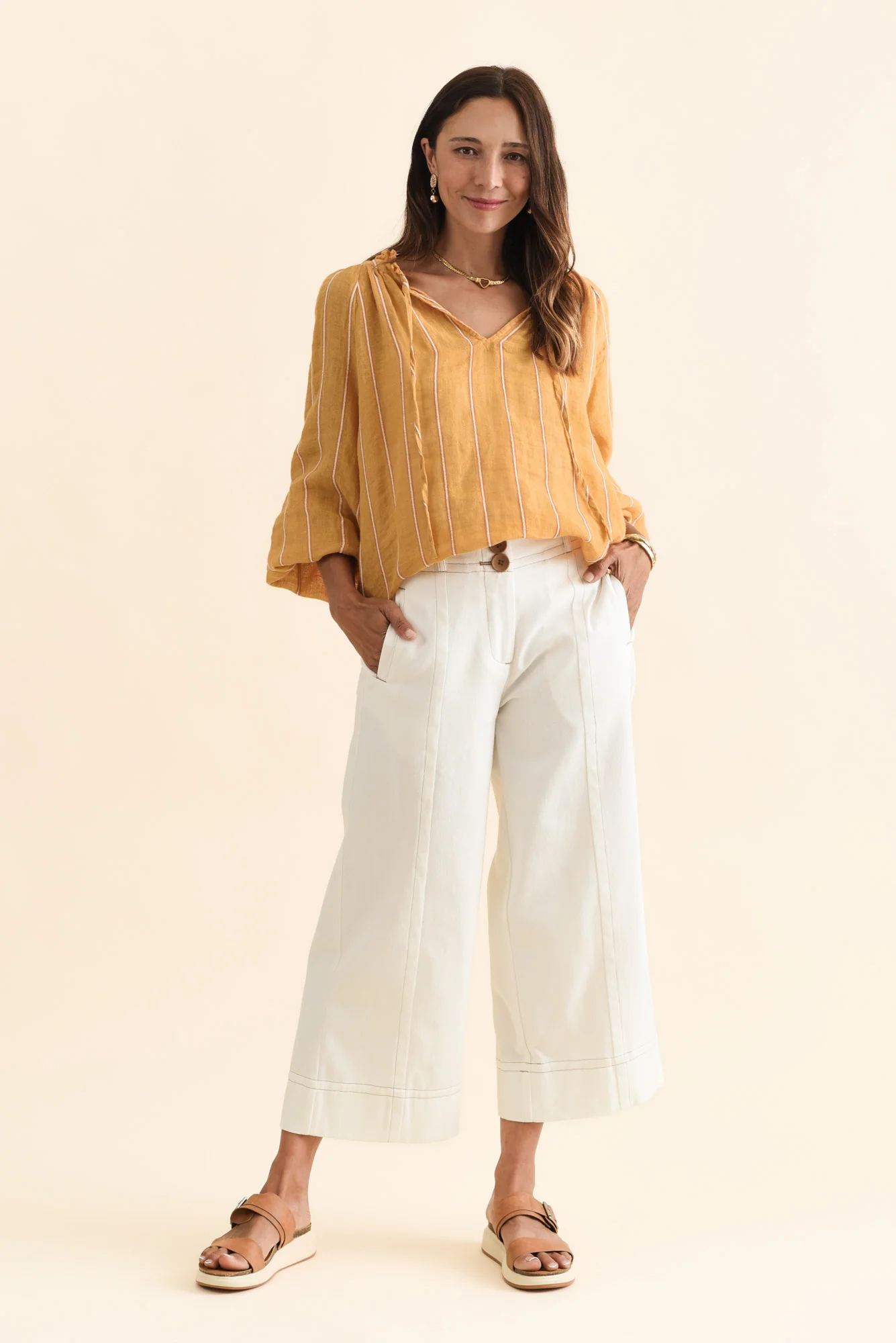Carsen Cream Wide Leg Jeans - Image 3