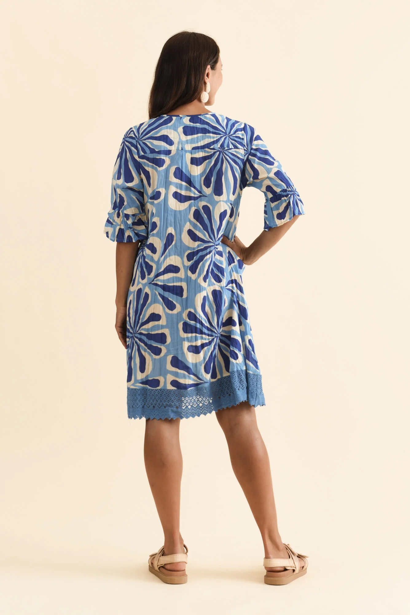 Cayman Blue Daisy Cotton Tunic Dress - Image 4