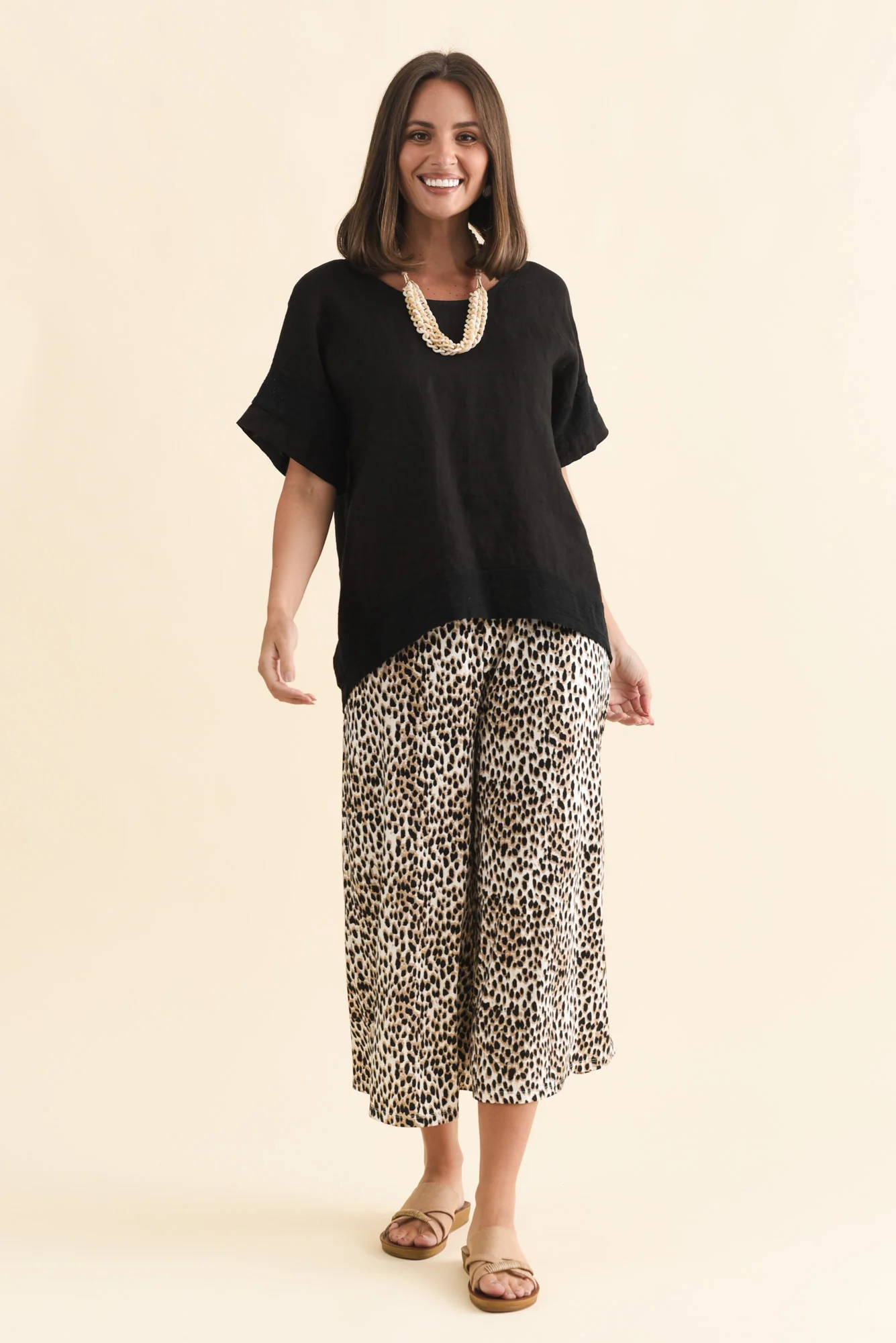 Crystal Brown Cheetah Cropped Pants - Image 6