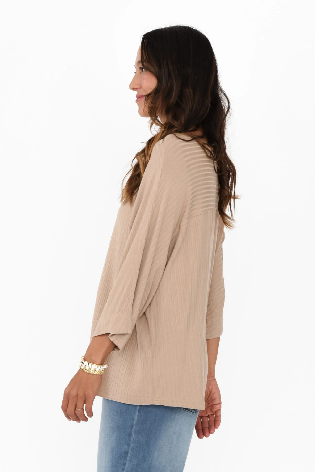 Dahlia Taupe Ribbed Long Sleeve Tee - Image 3