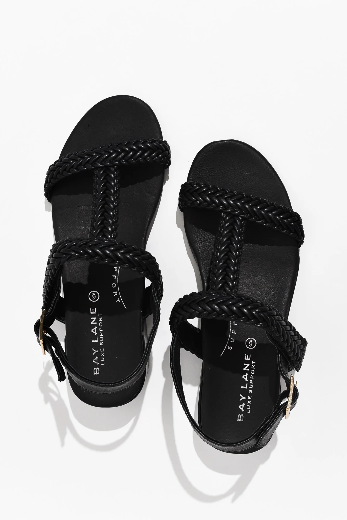 Damzel Black Leather Woven Sandal - Image 3