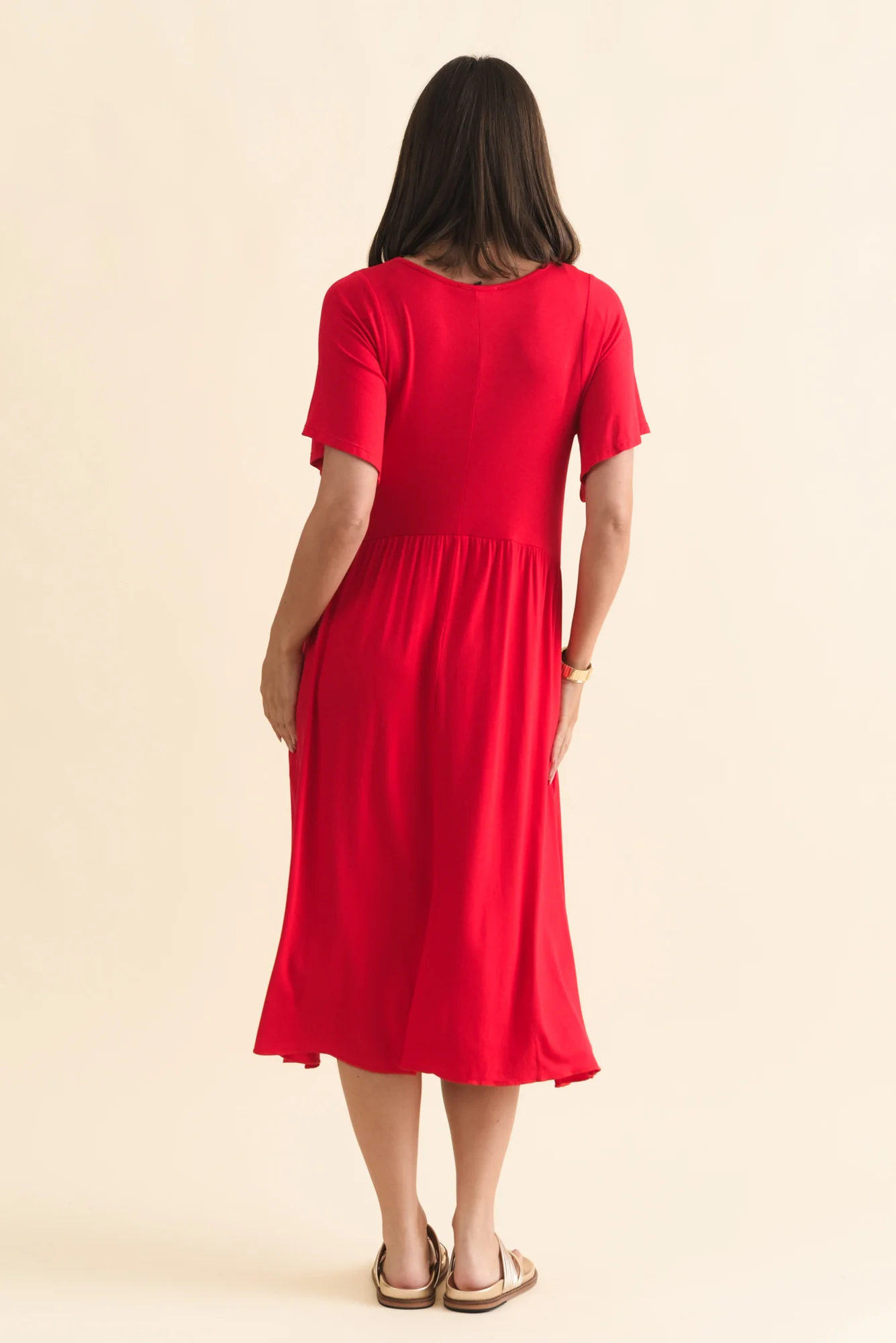 Donna Cherry Gathered Dress - Image 5