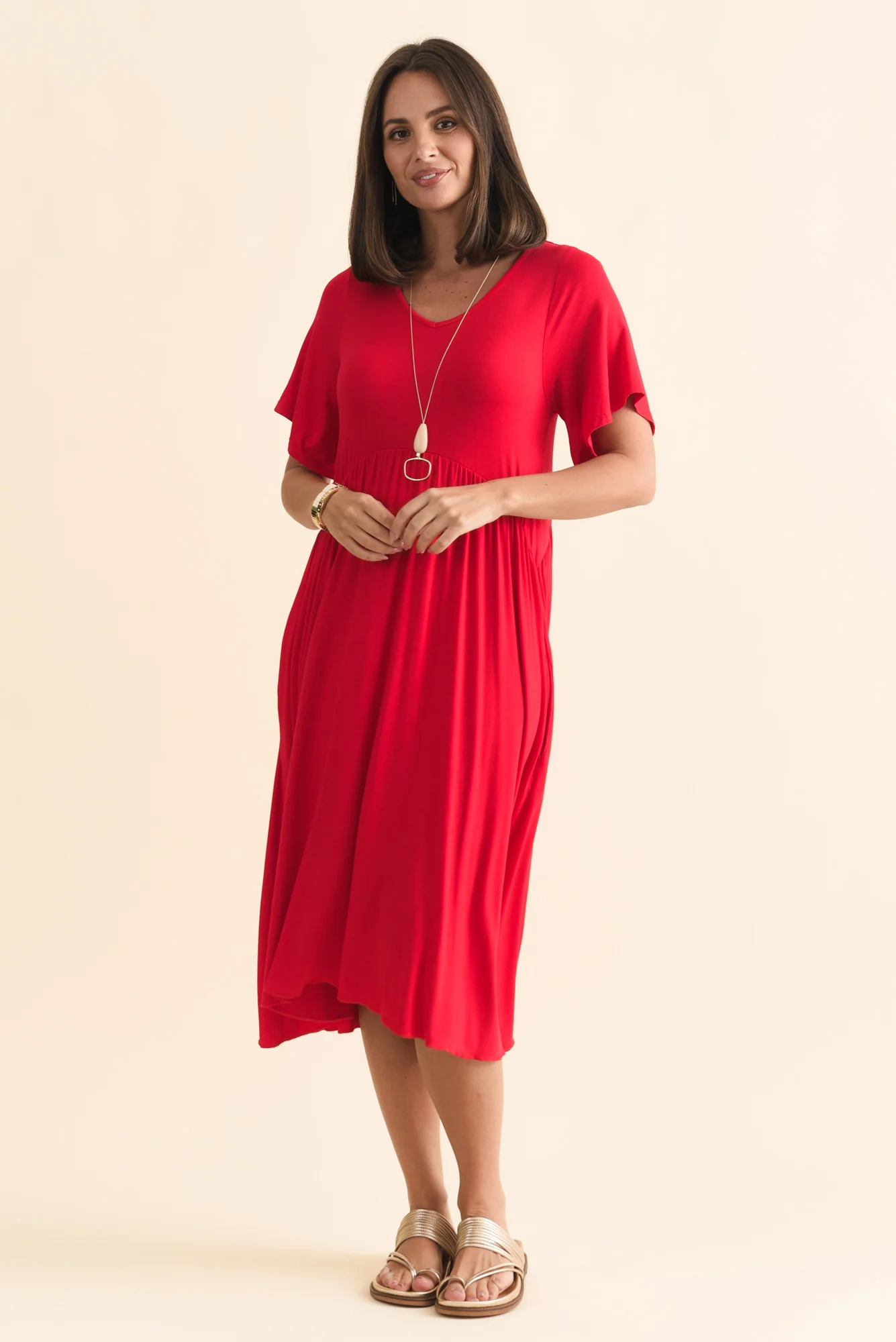 Donna Cherry Gathered Dress - Image 7