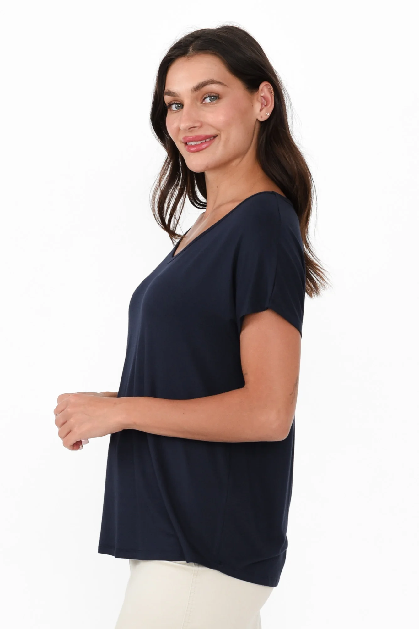 Eadie Dark Navy Bamboo Top - Image 4