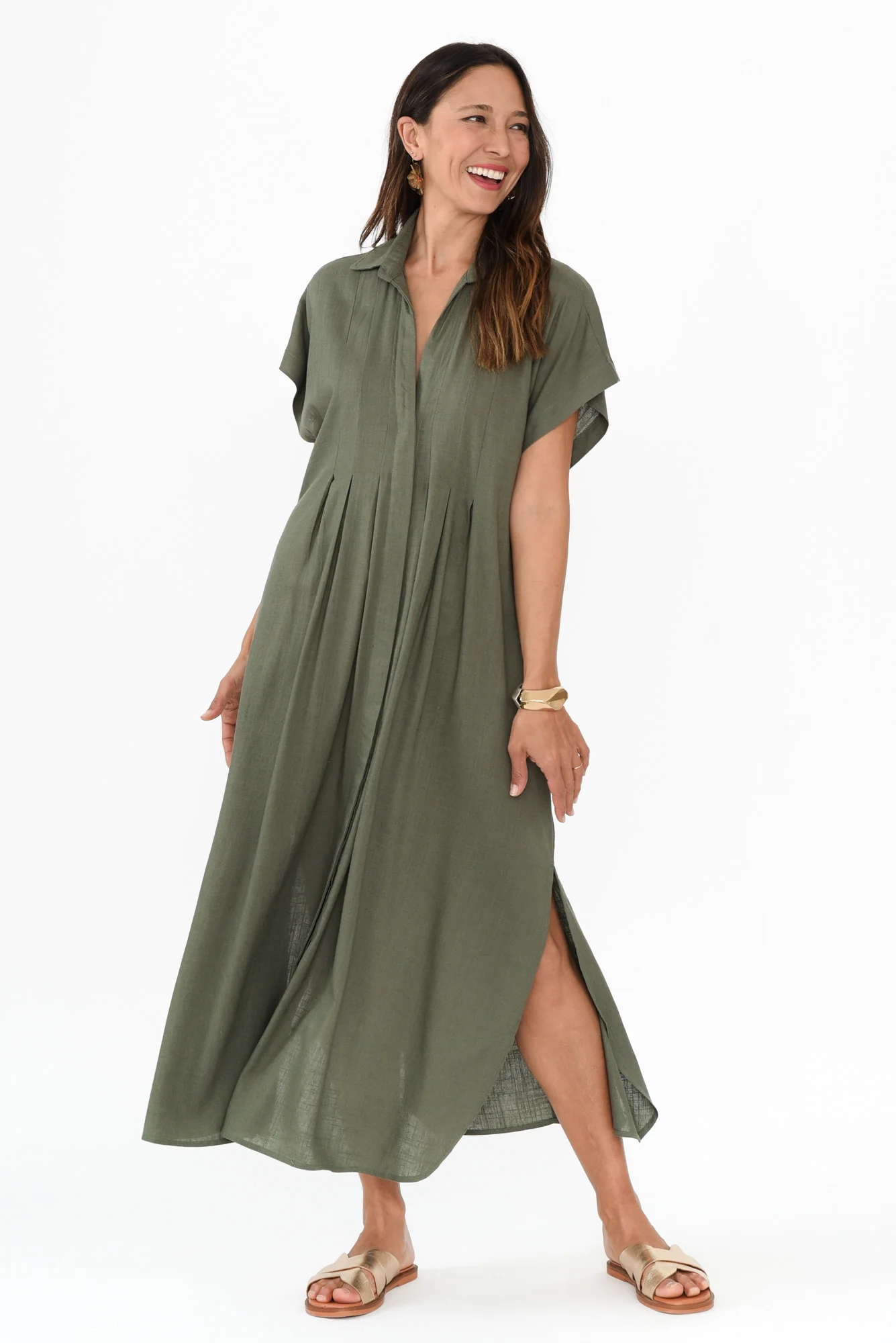 Elijah Khaki Shirt Dress - Image 2