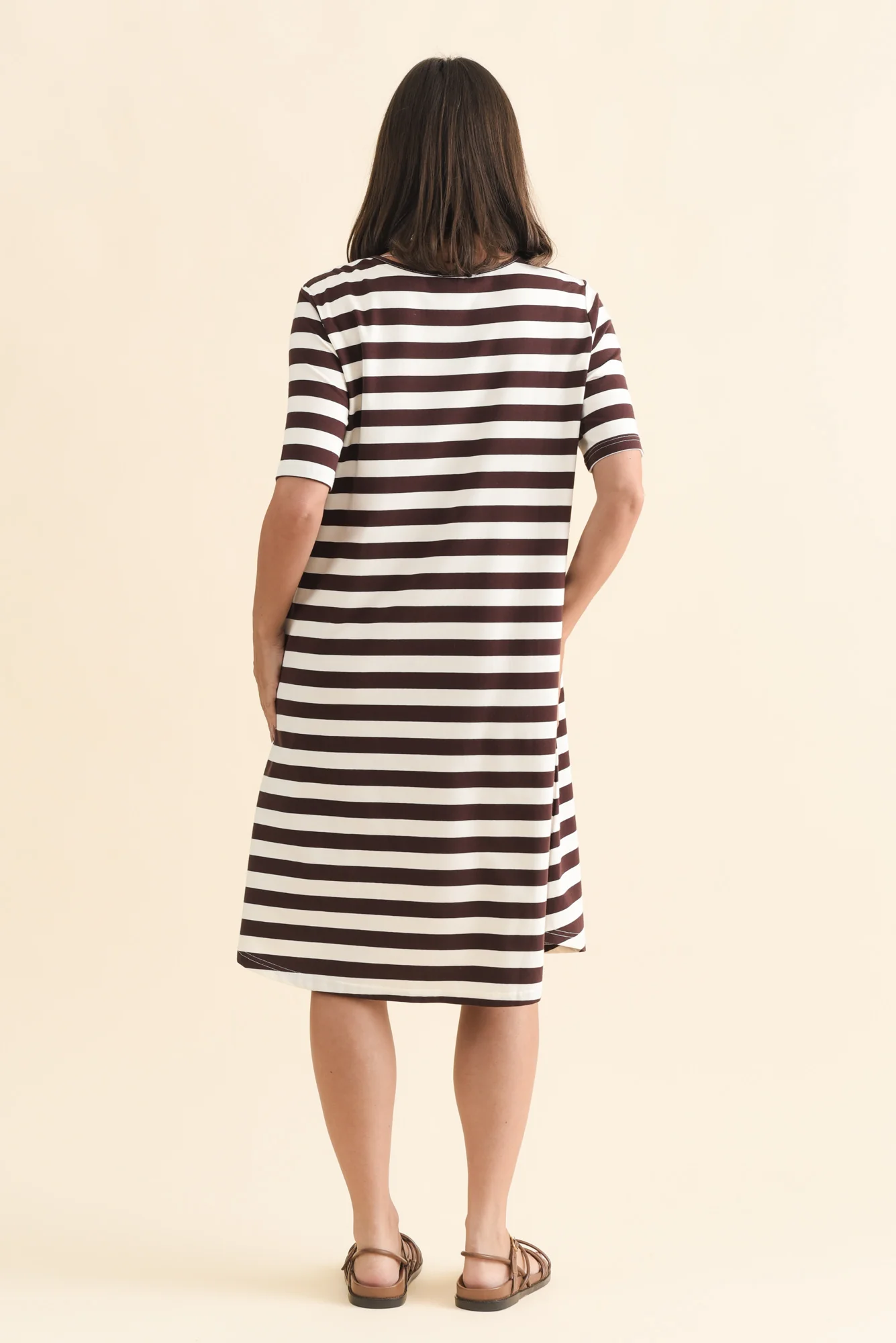 Eloise Brown Stripe Cotton Tee Dress - Image 4