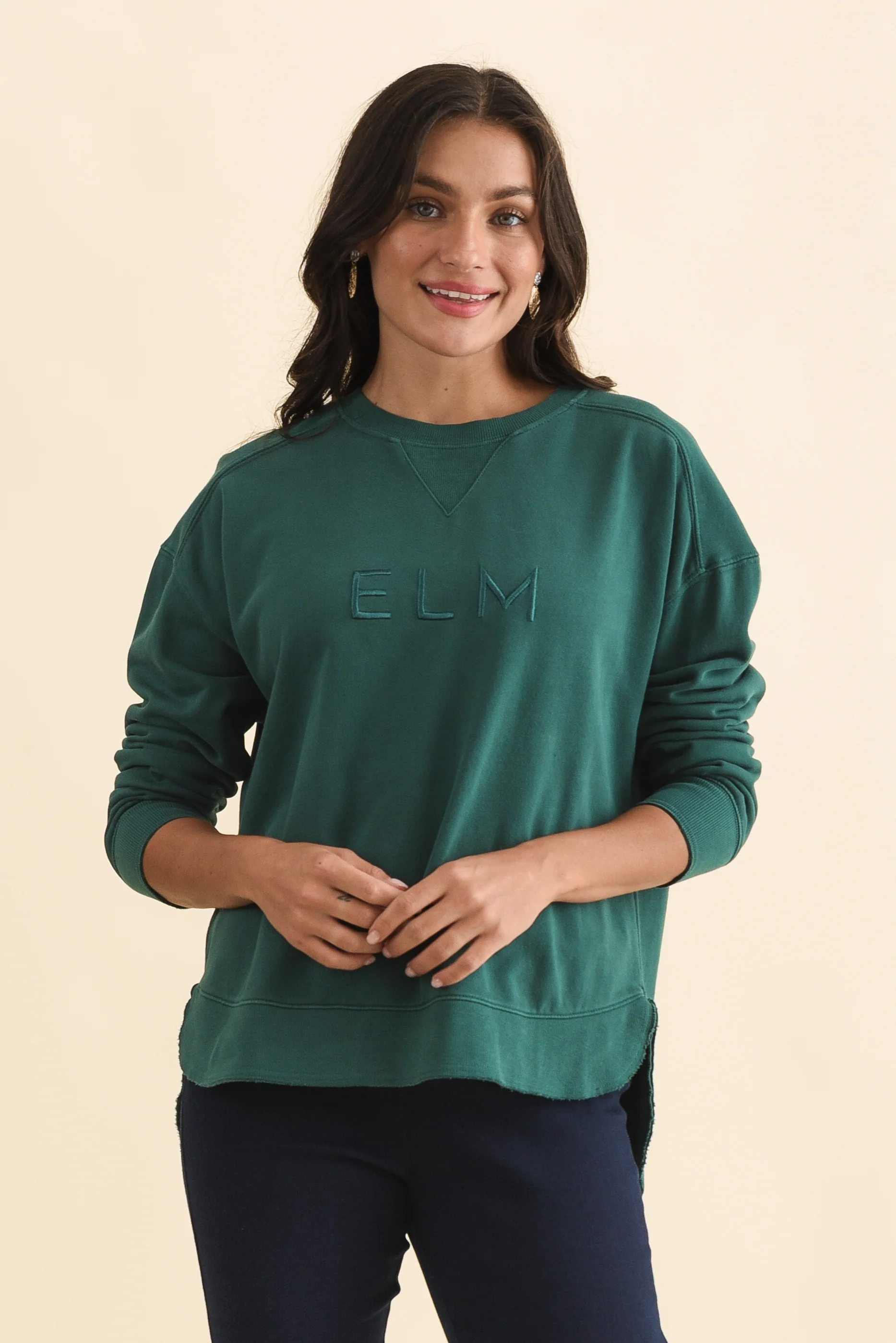 Established Teal Cotton Crewneck Sweatshirt