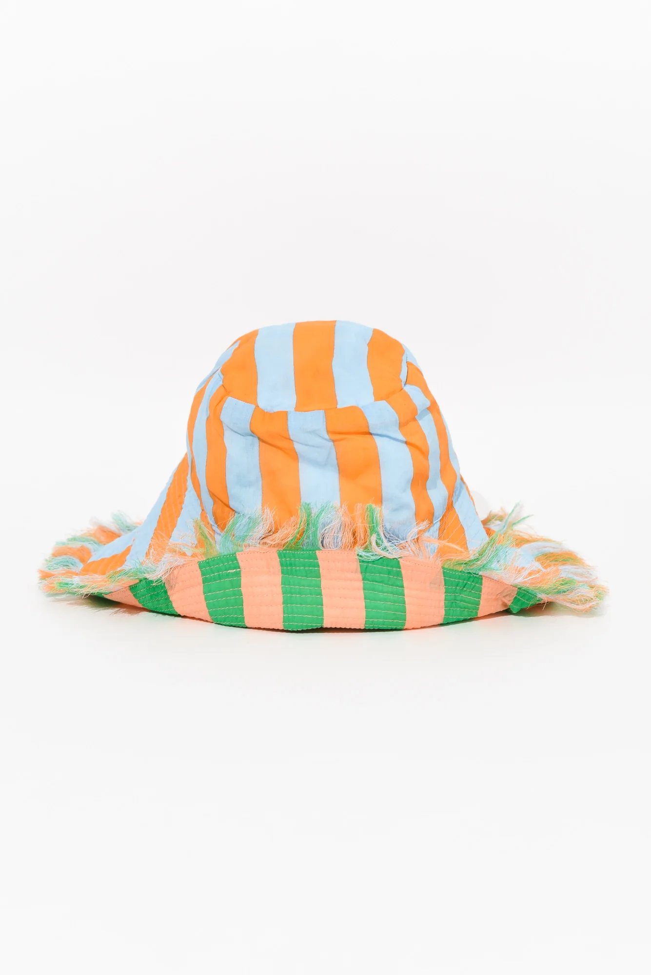 Fray Green Stripe Cotton Wide Brim Hat