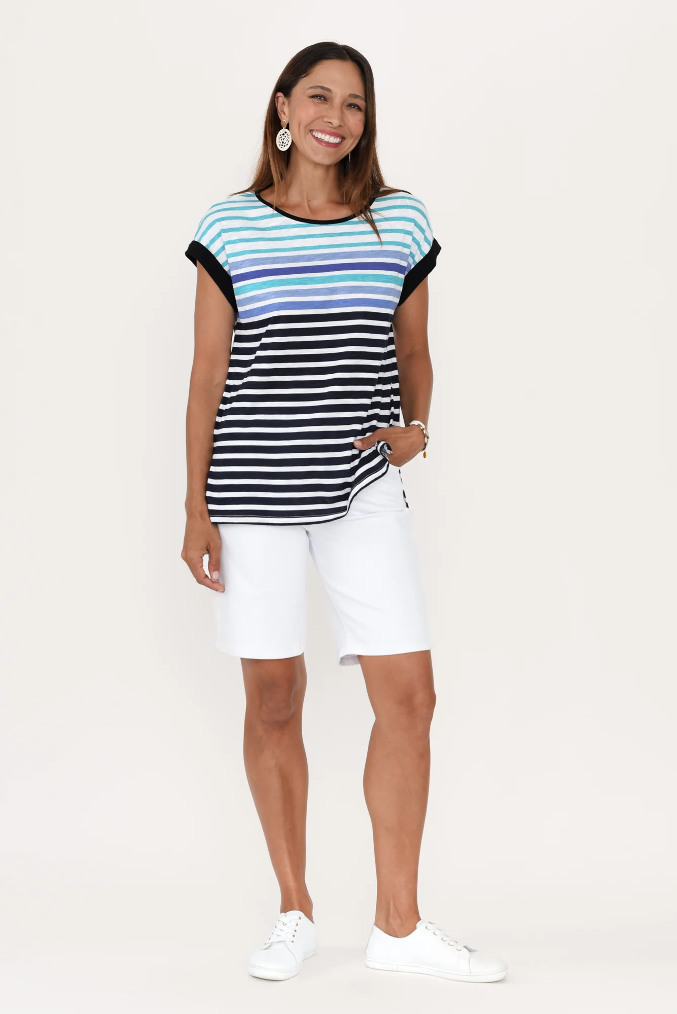 Gabby White Denim Bermuda Shorts - Image 3