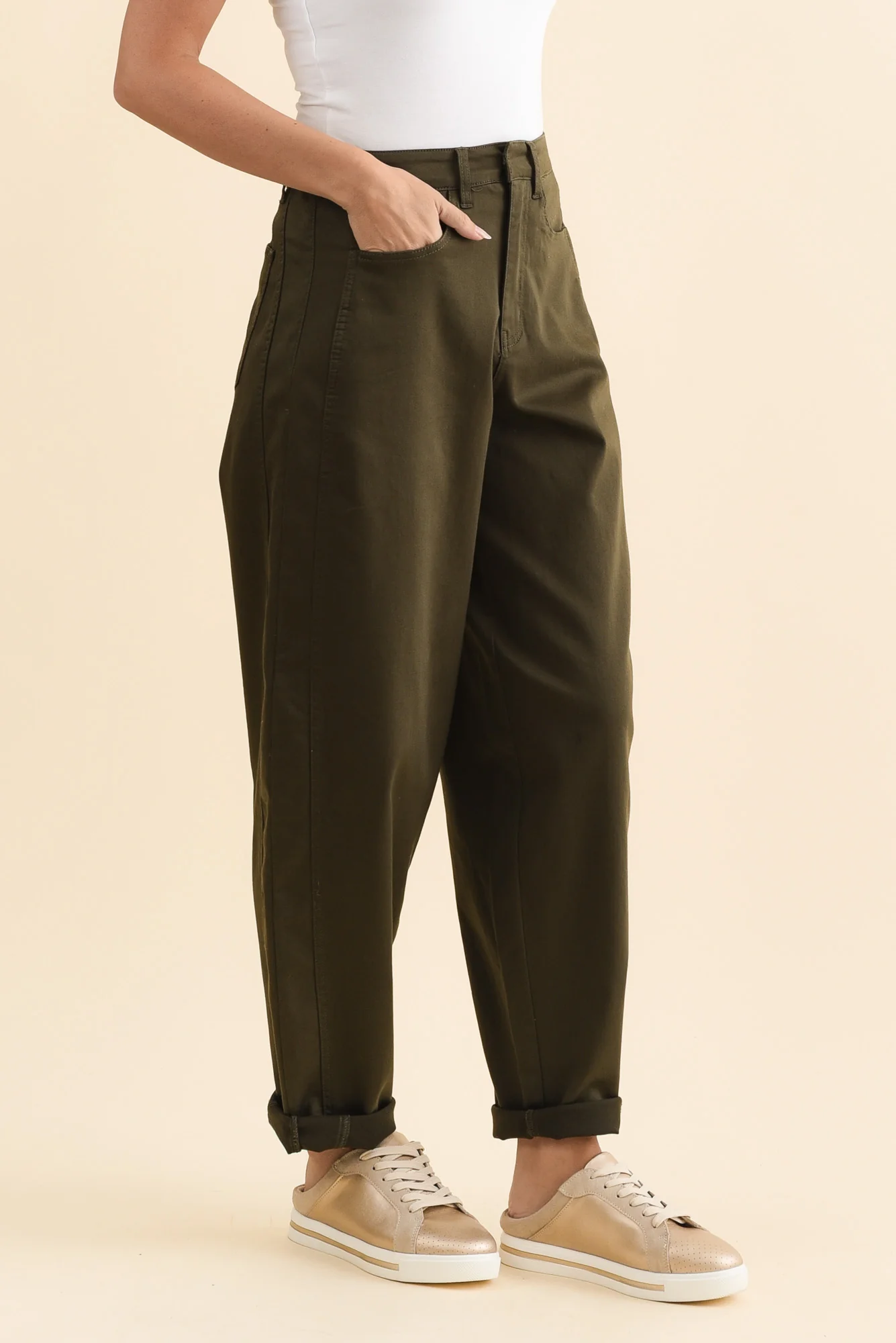 Garner Khaki Barrel Chino Pants - Image 3