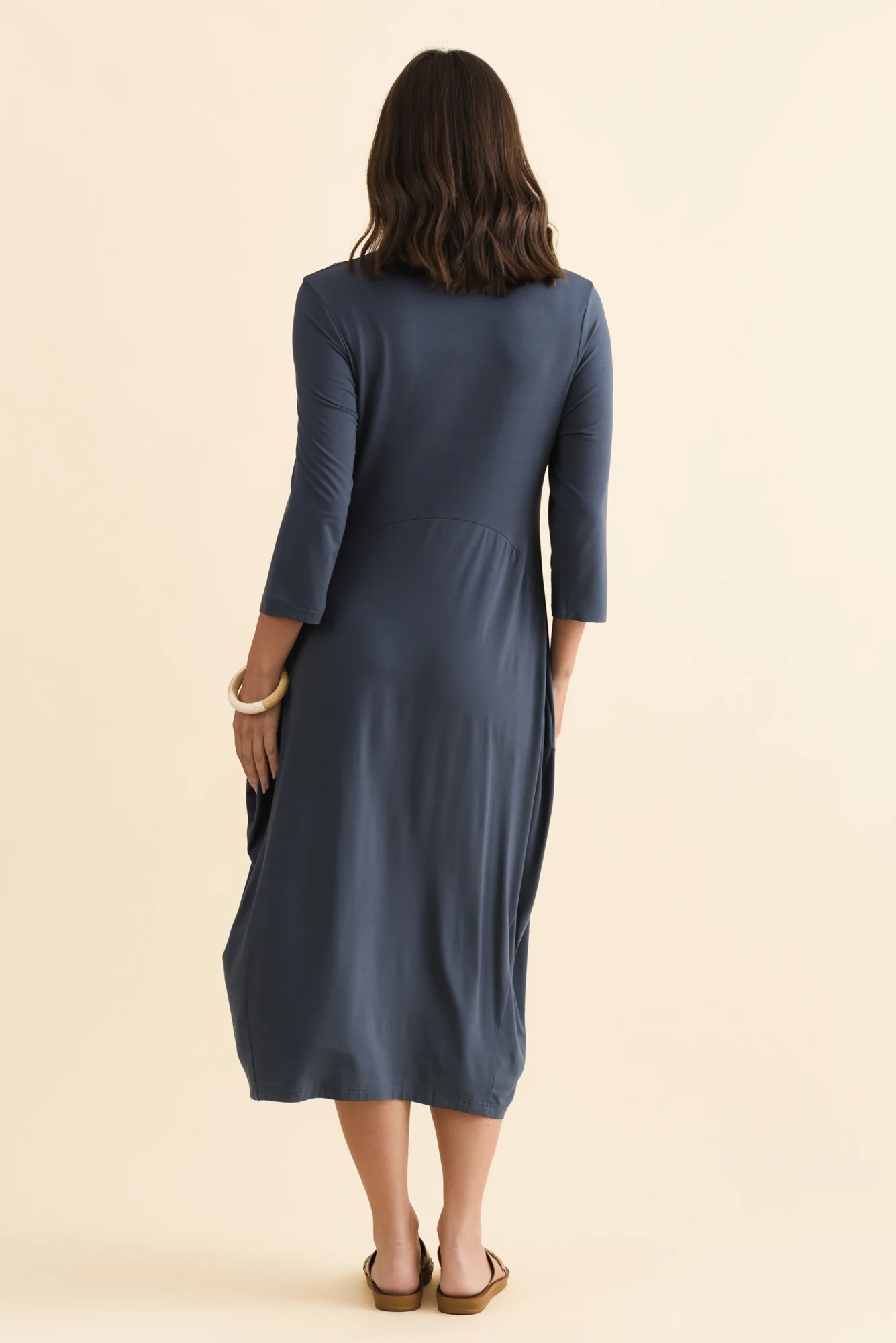 Glenda Blue Sleeved Crescent Dress - Image 4