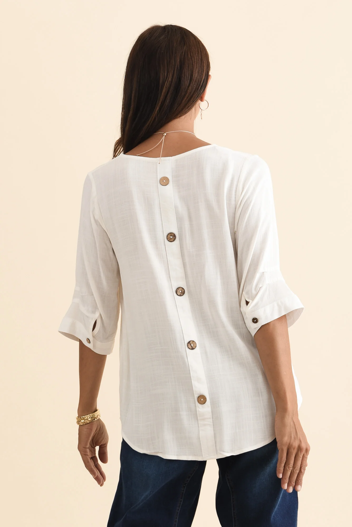 Gomez White Button Top - Image 4