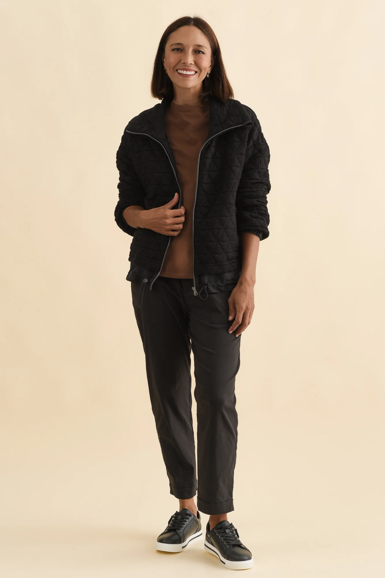 Grace Black Bamboo Silk Quilted Jacket - Image 6