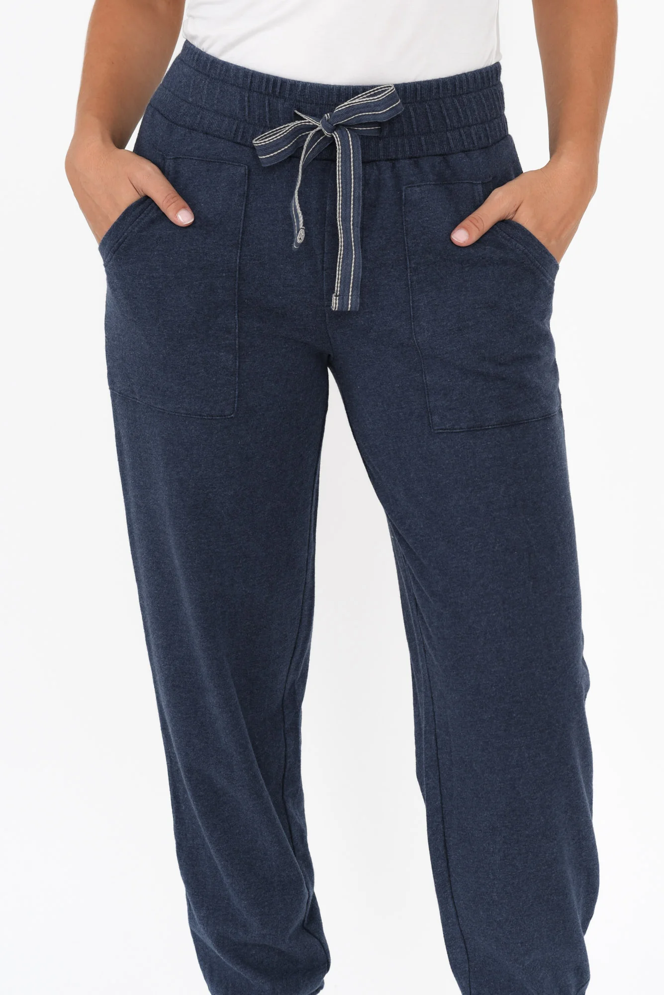 Hatia Navy Cotton Tie Sweatpants - Image 4
