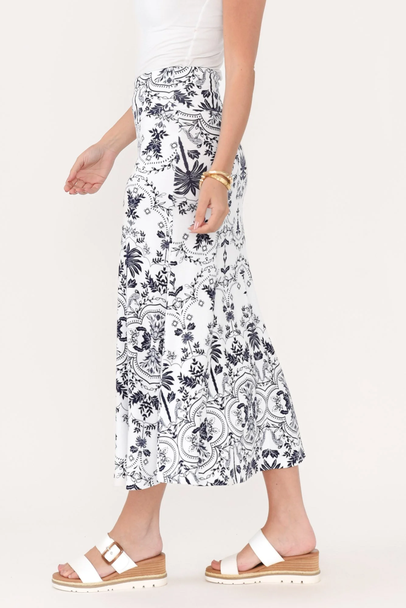 Jackson Blue Palm Bamboo Maxi Skirt - Image 3