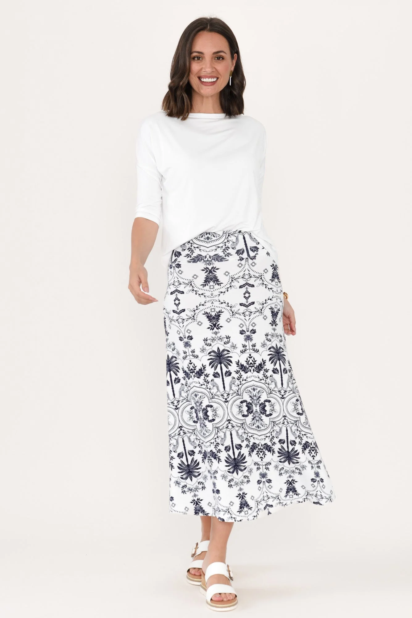 Jackson Blue Palm Bamboo Maxi Skirt - Image 6