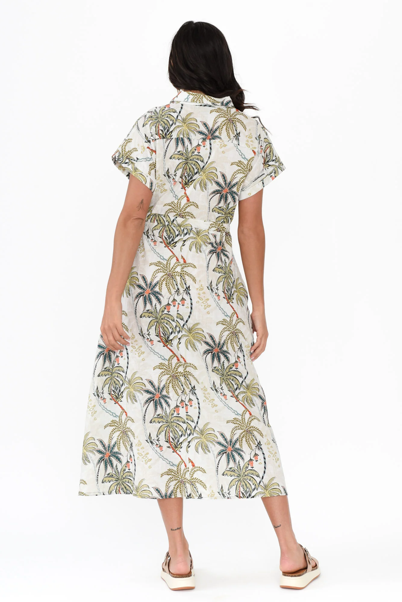Jacqueline Khaki Palm Tie Dress - Image 4