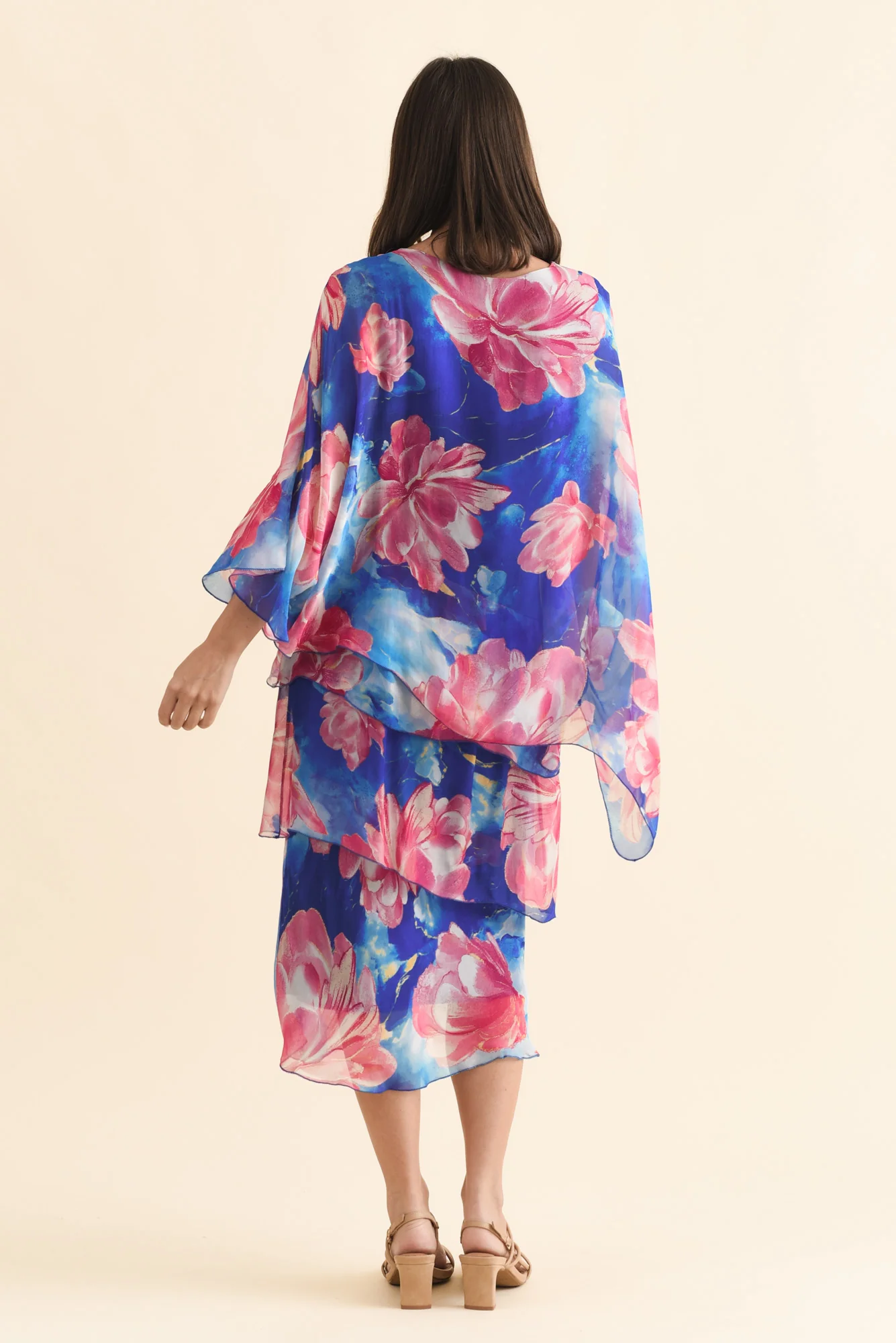 Jasmine Cobalt Blossom Silk Layer Dress - Image 4