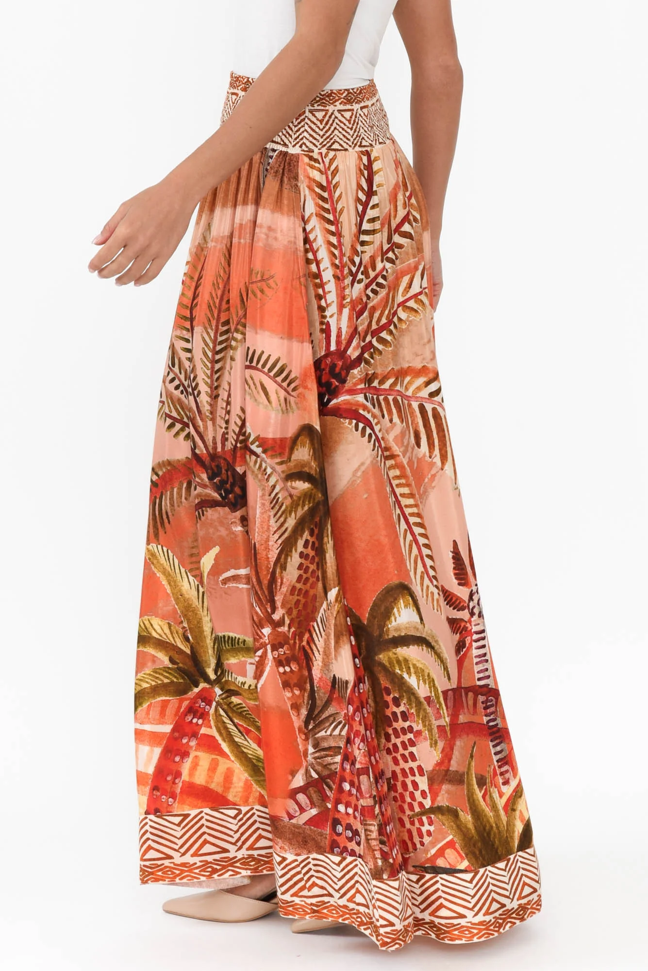 Jeannie Orange Palm Maxi Skirt - Image 3