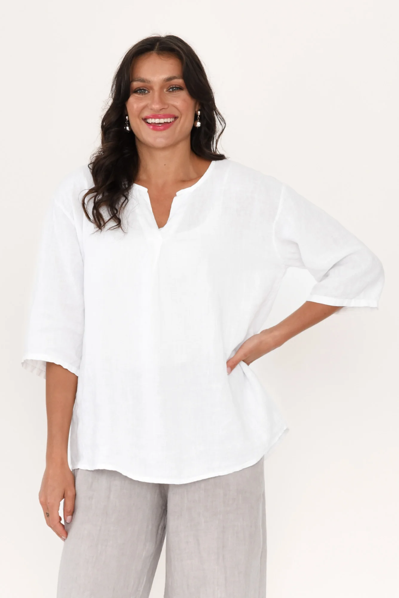 Justine White Linen Top