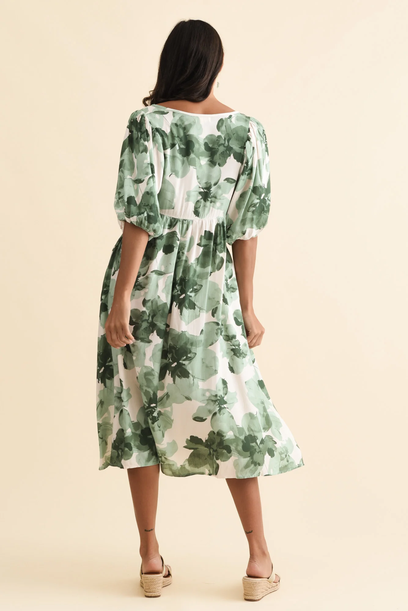 Kacey Green Flower Button Dress - Image 4