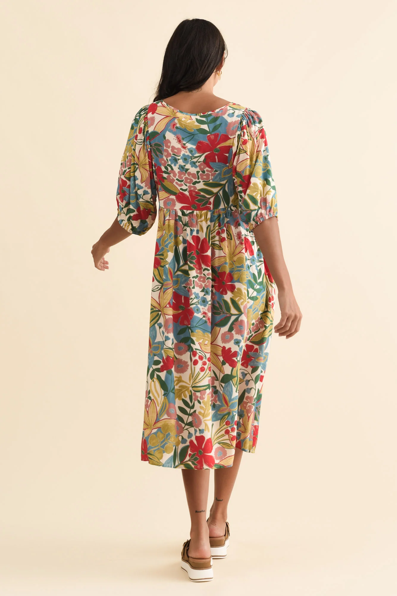Kacey Red Floral Button Dress - Image 4